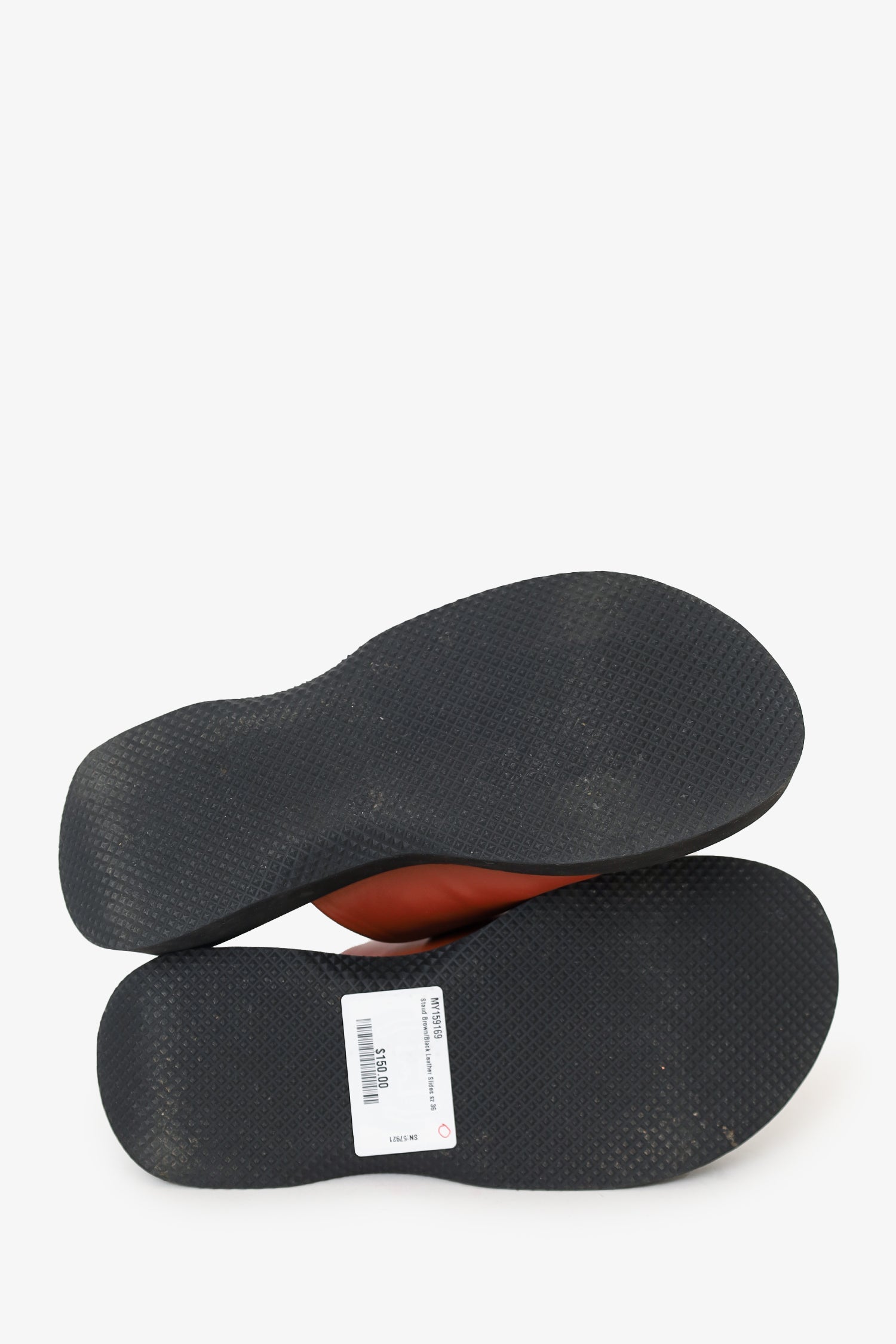 Staud Brown/Black Leather Slides Size 36