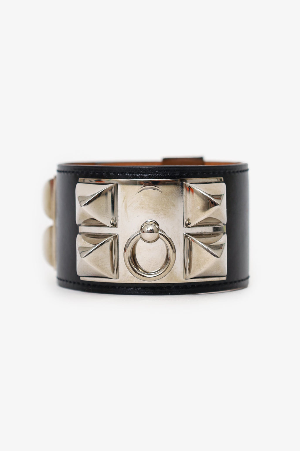 Hermès Black Leather Collier de Chien Bracelet