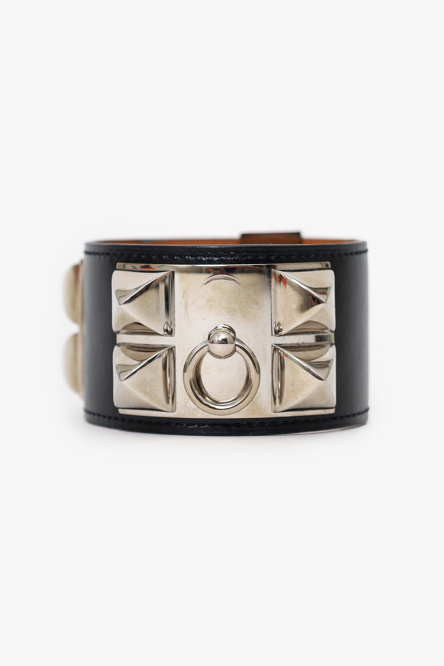Hermès Black Leather Collier de Chien Bracelet