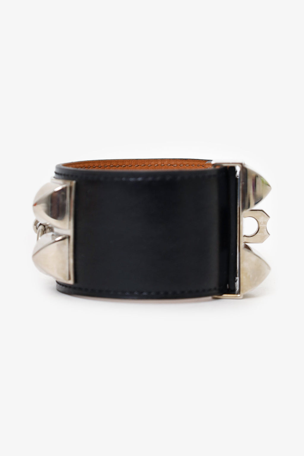 Hermès Black Leather Collier de Chien Bracelet