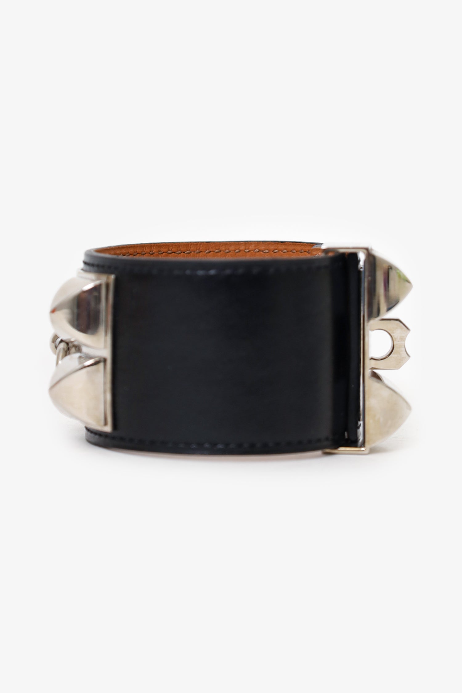 Hermès Black Leather Collier de Chien Bracelet