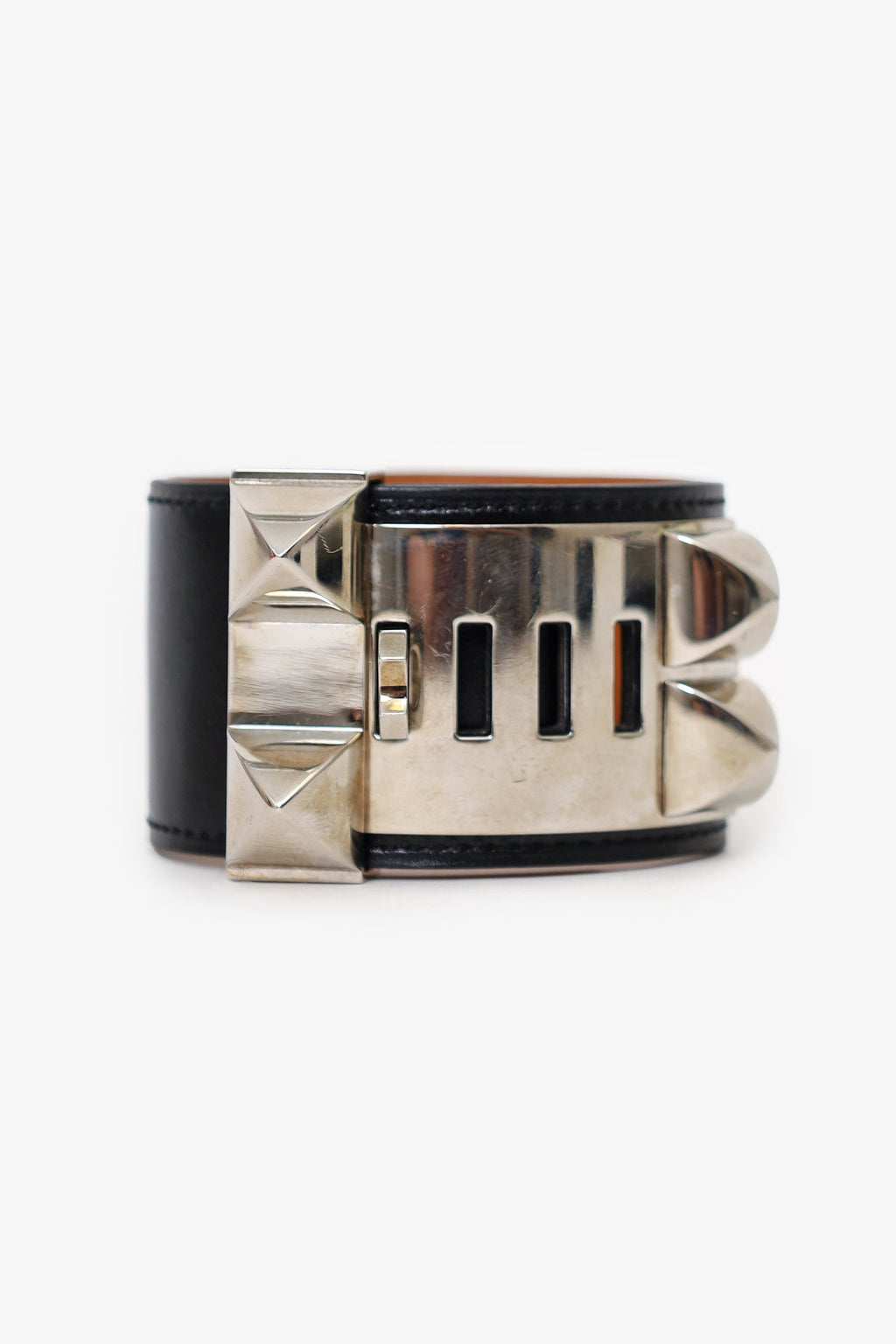 Hermès Black Leather Collier de Chien Bracelet