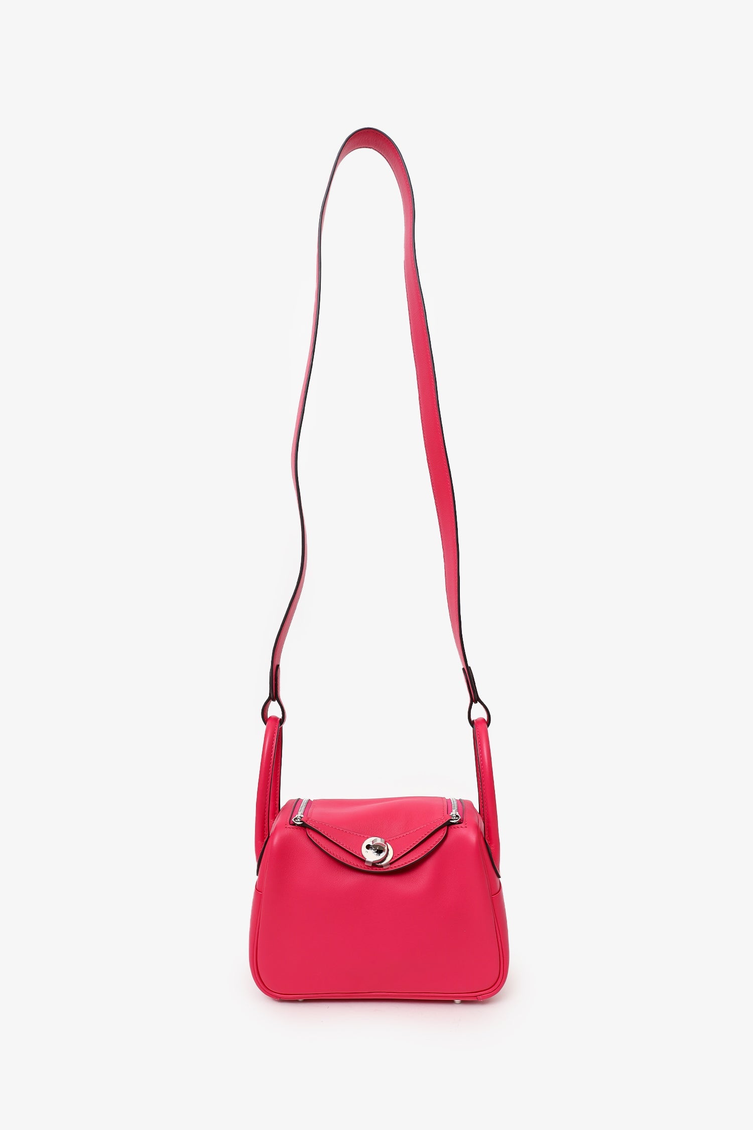 Hermès 2021 Rose Mexico/Rouge Piment Swift Leather Mini Lindy