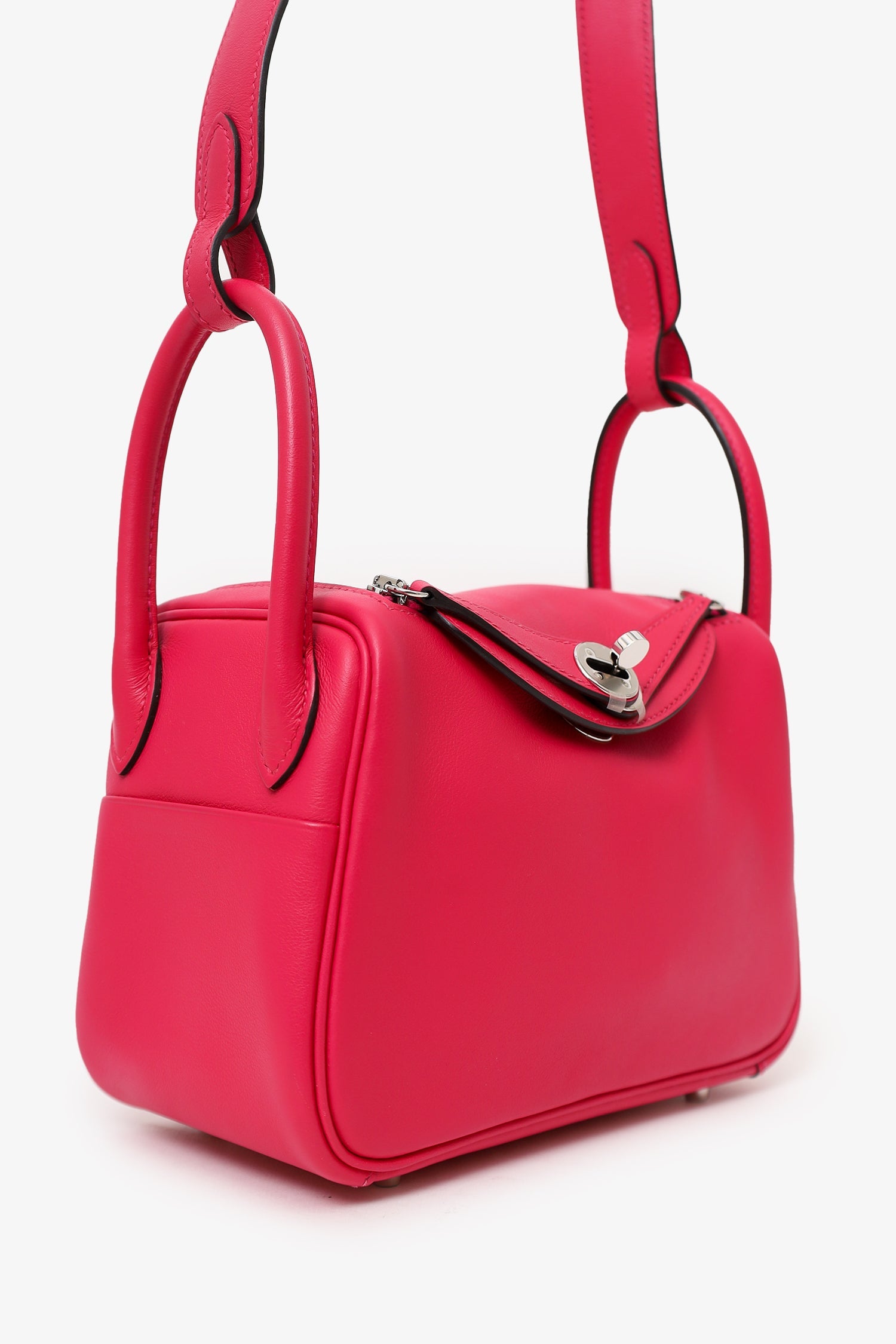 Hermès 2021 Rose Mexico/Rouge Piment Swift Leather Mini Lindy