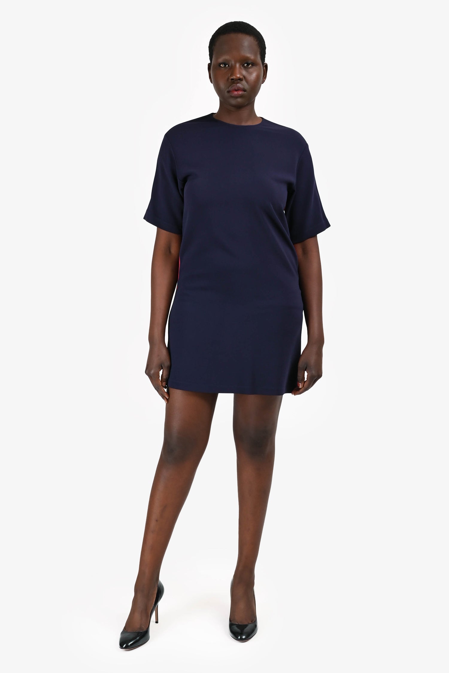 Gucci Blue Web Side Detail Crew Neck Dress Size 40