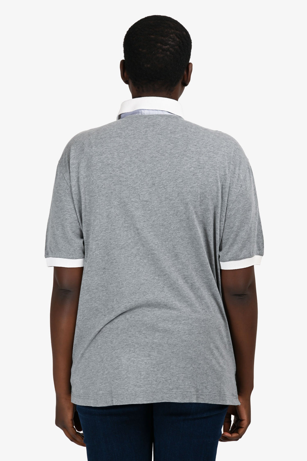 Brunello Cucinelli Grey/White Polo Shirt Size 56 Mens
