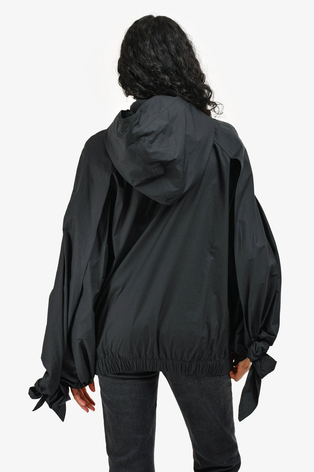 Pre-Loved Chanel™ Black Nylon CC Bow Detail Windbreaker Size 38