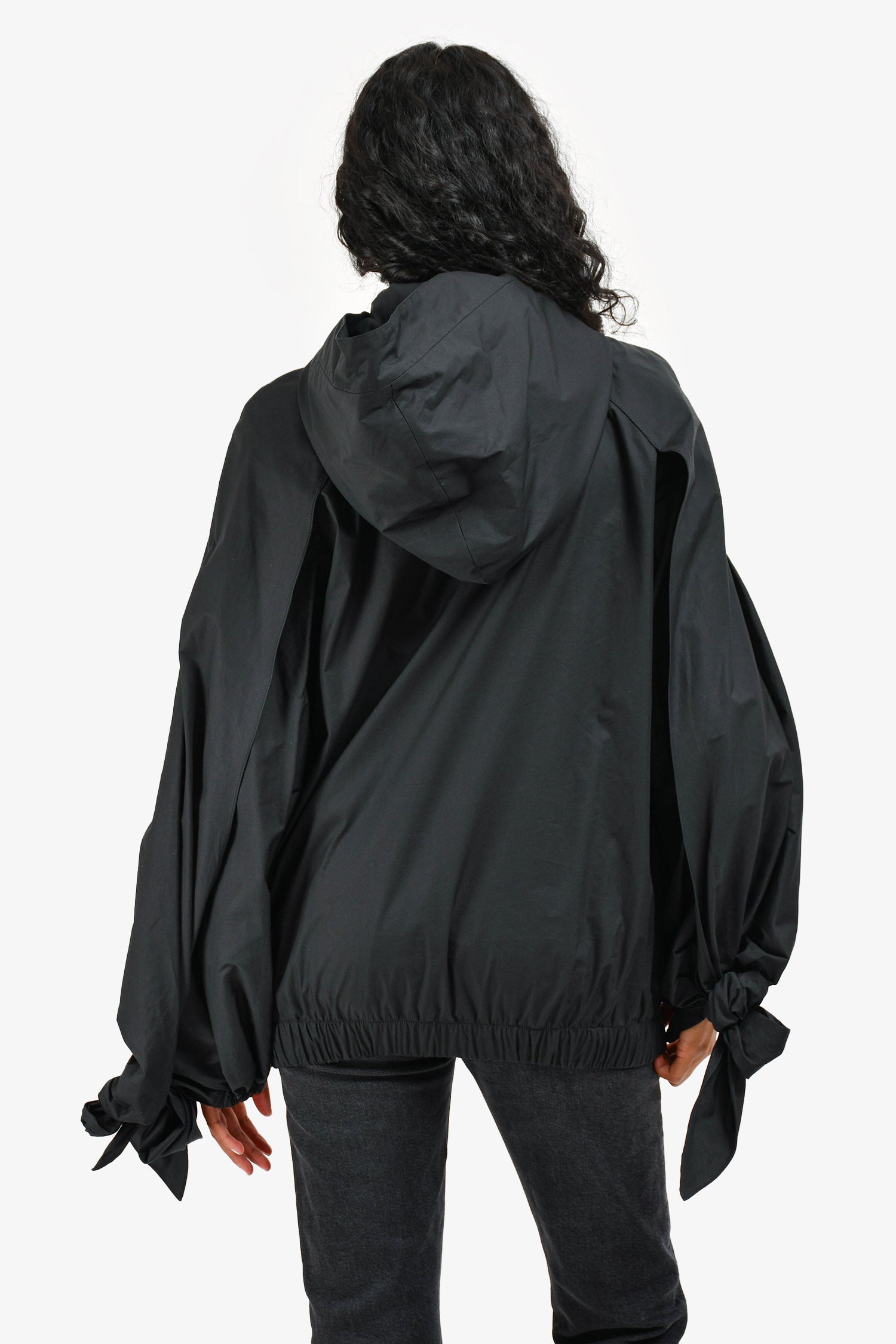 Pre-Loved Chanel™ Black Nylon CC Bow Detail Windbreaker Size 38