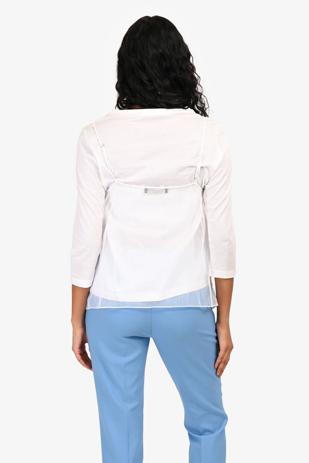 Fabiana Filippi White T-Shirt With Sequin Overlay Size XS