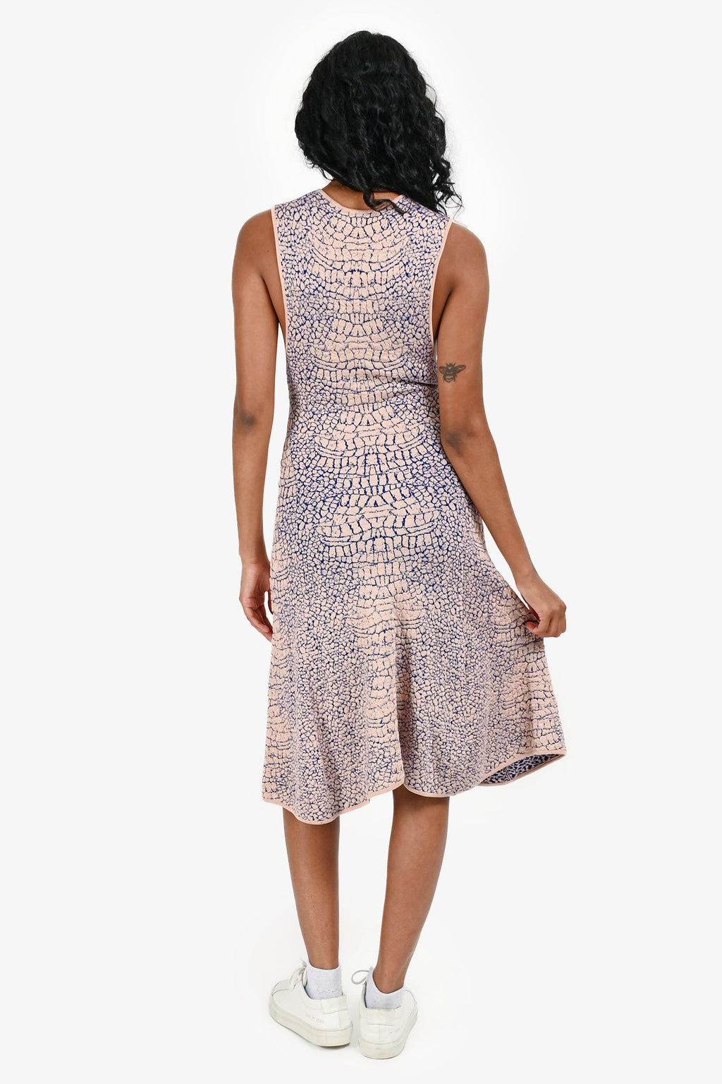 MCQ Alexander Mcqueen Pink/Blue Knit Cut Out Sleeveless Midi Dress Size S