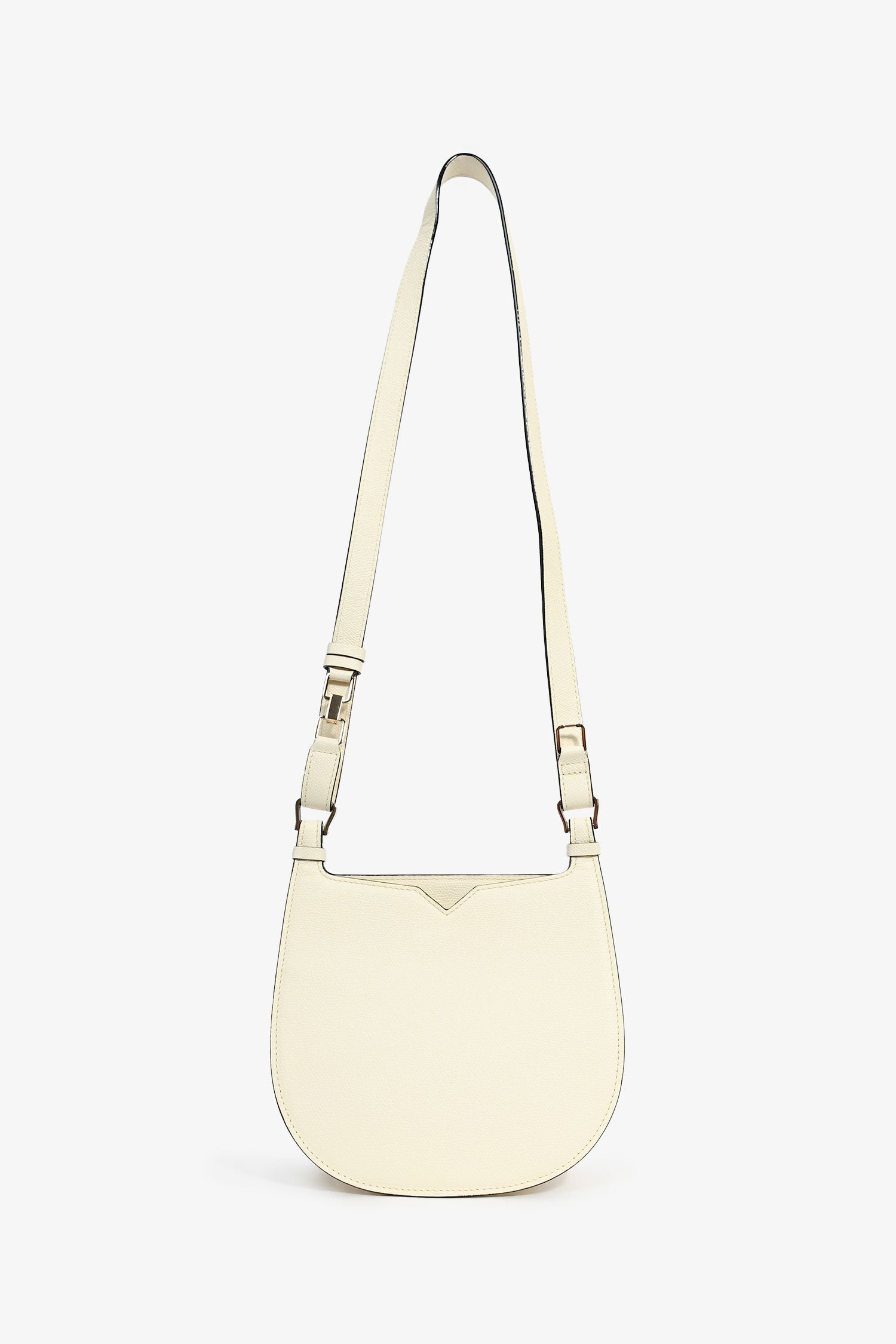Valextra Cream Leather Hobo Weekend Mini Crossbody Bag