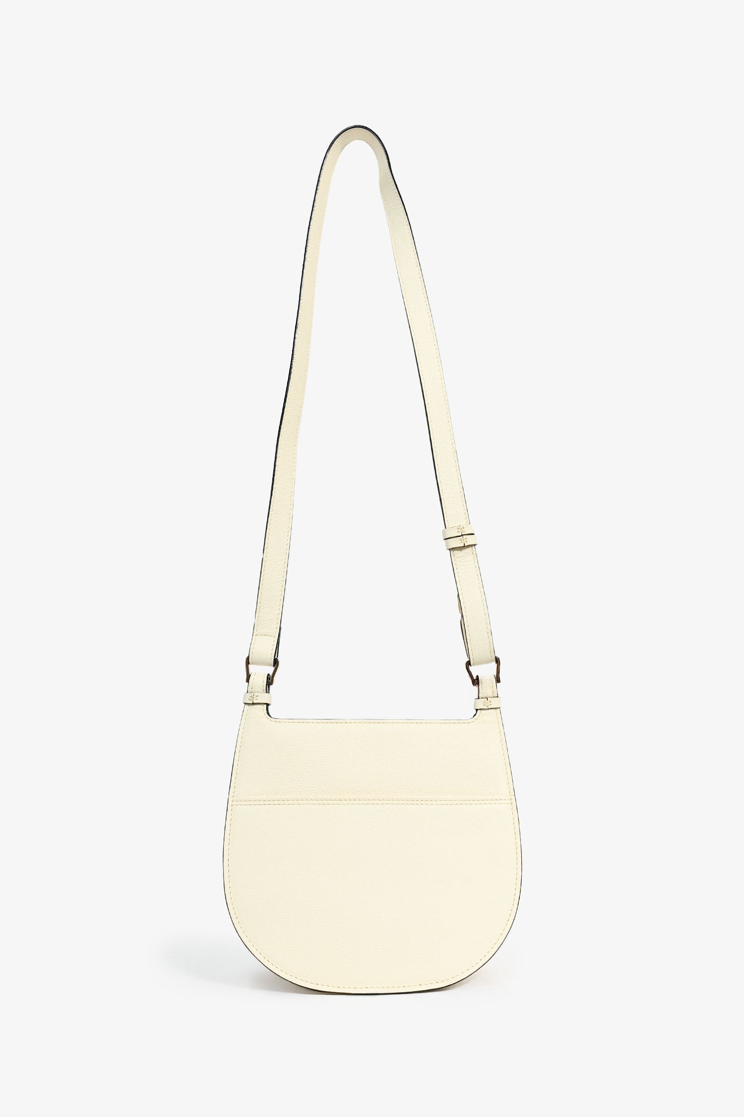 Valextra Cream Leather Hobo Weekend Mini Crossbody Bag