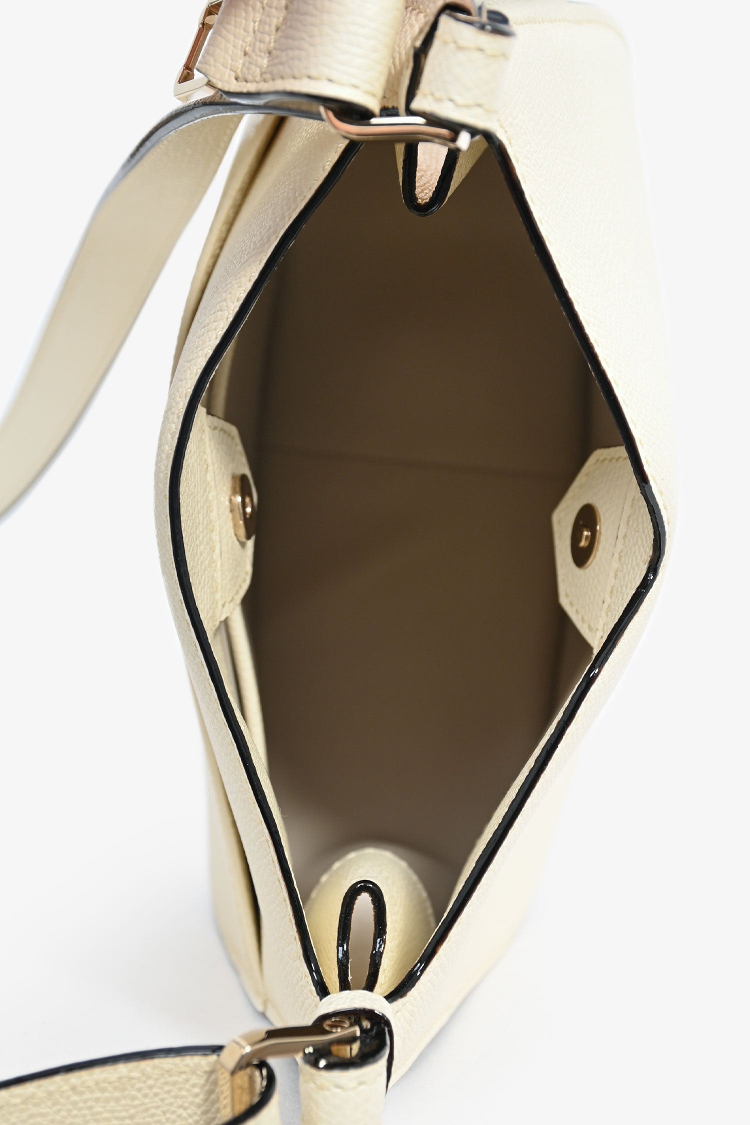 Valextra Cream Leather Hobo Weekend Mini Crossbody Bag
