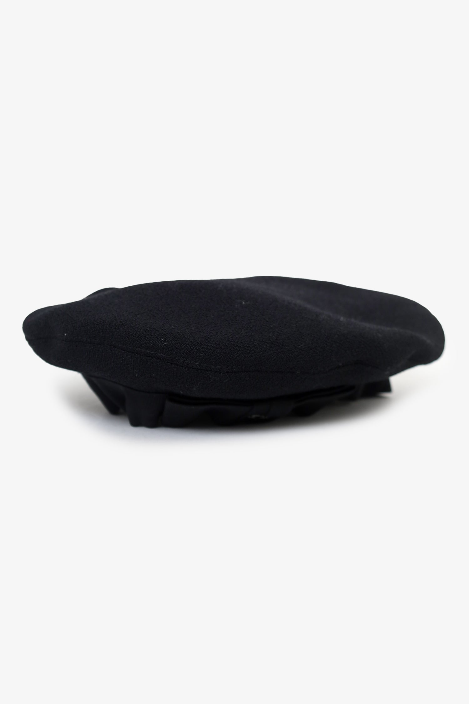Pre-Loved Chanel™ Black Wool CC Logo Beret Size L