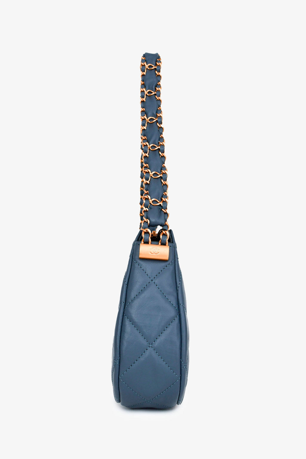 Pre-Loved Chanel™ Blue Aged Lambskin Leather Quilted Chanel 19 Clutch On Chain GHW