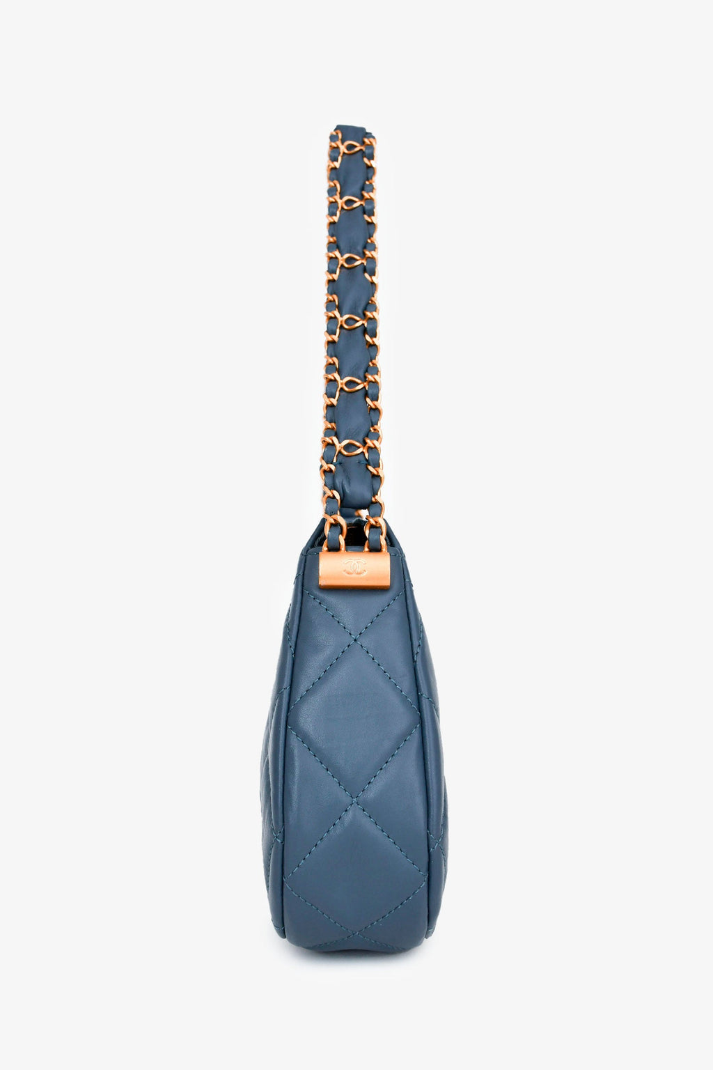 Pre-Loved Chanel™ Blue Aged Lambskin Leather Quilted Chanel 19 Clutch On Chain GHW