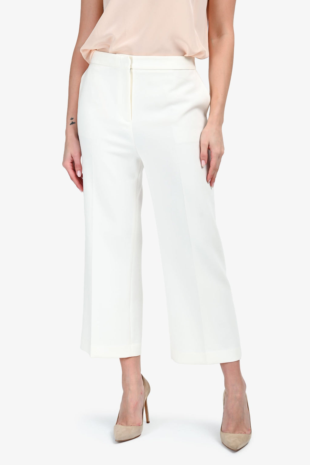 Judith & Charles Cream Straight Leg Trousers Size 8