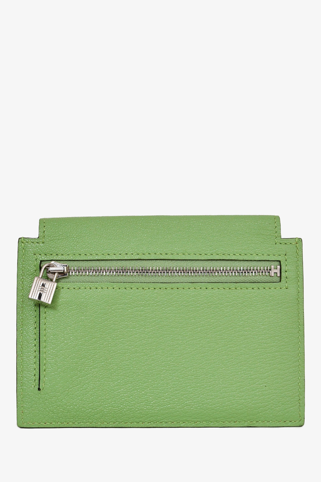 Hermès 2020 Locust Vert Chevre Leather Kelly Pocket Compact Wallet
