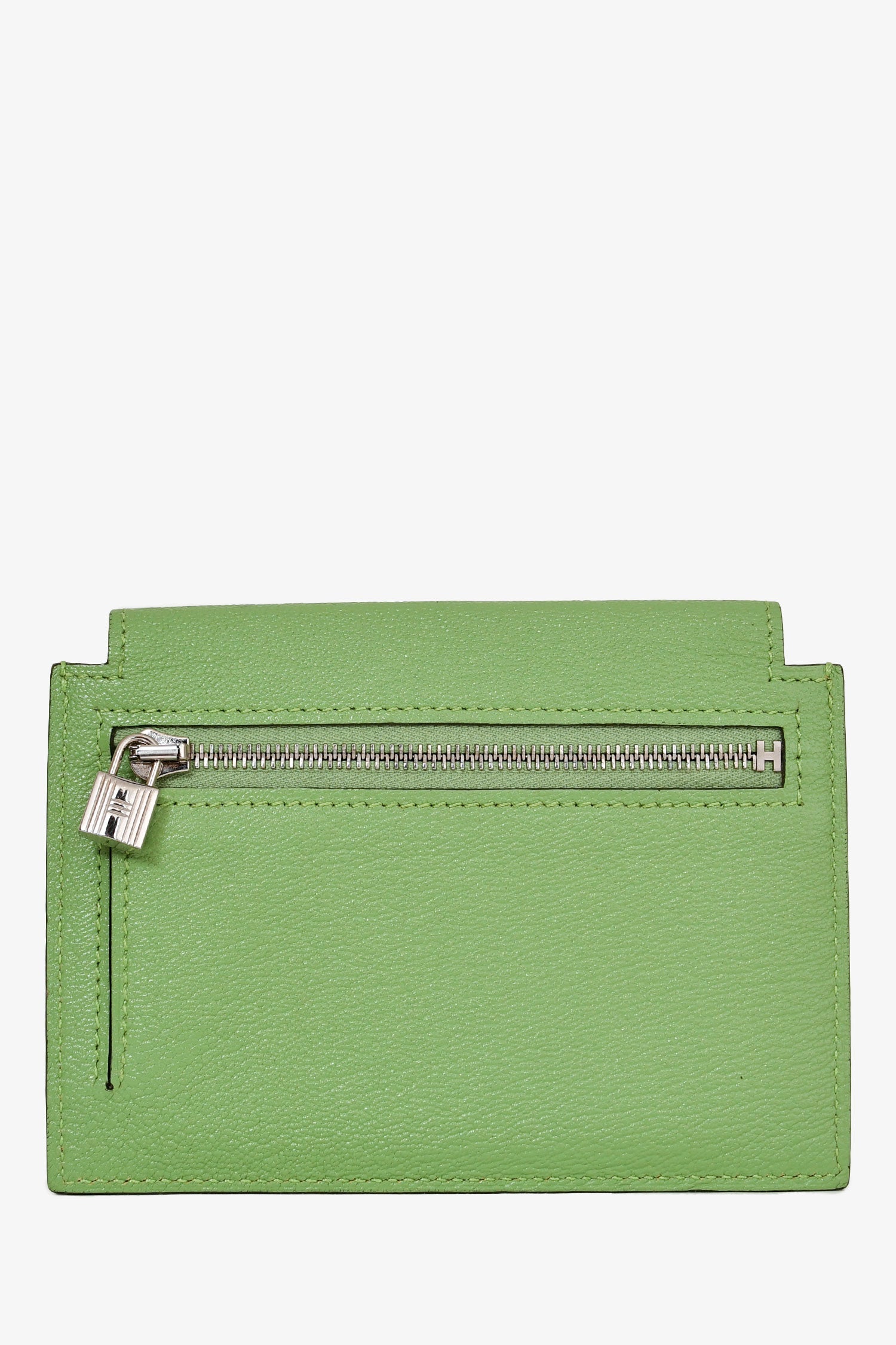 Hermès 2020 Locust Vert Chevre Leather Kelly Pocket Compact Wallet