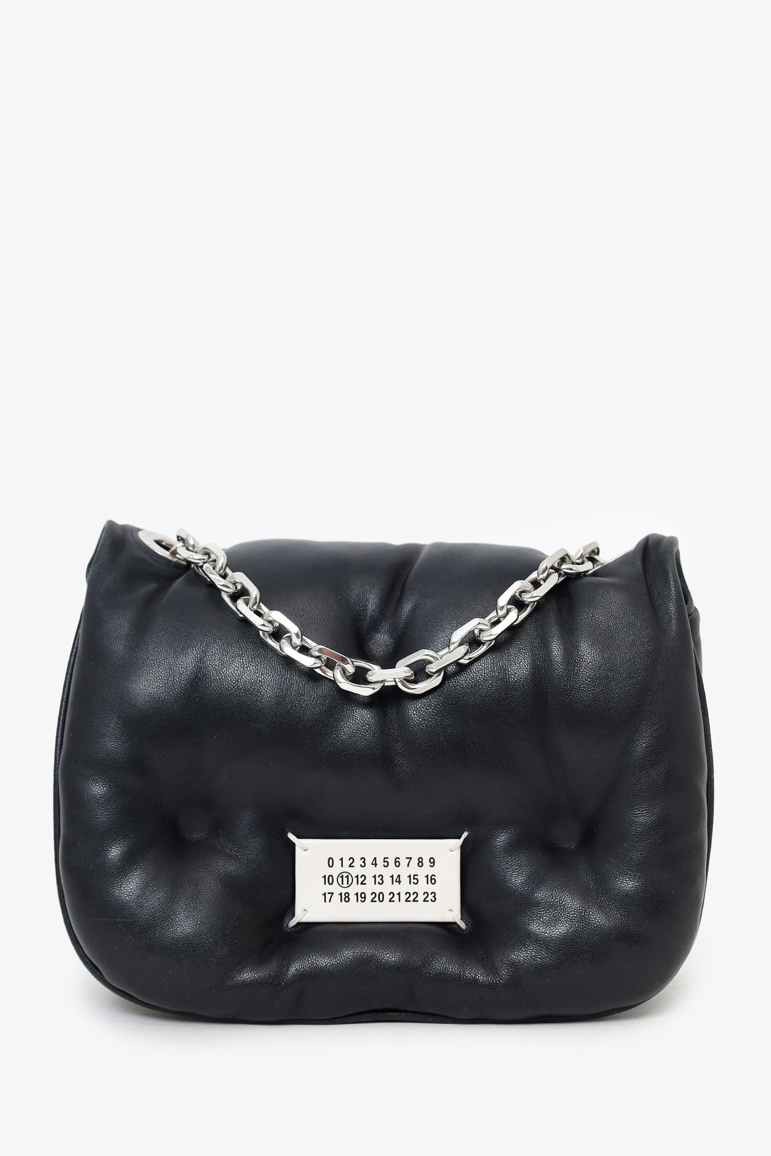 Maison Margiela Black Leather Glam Slam Mini Puffy Flap Bag