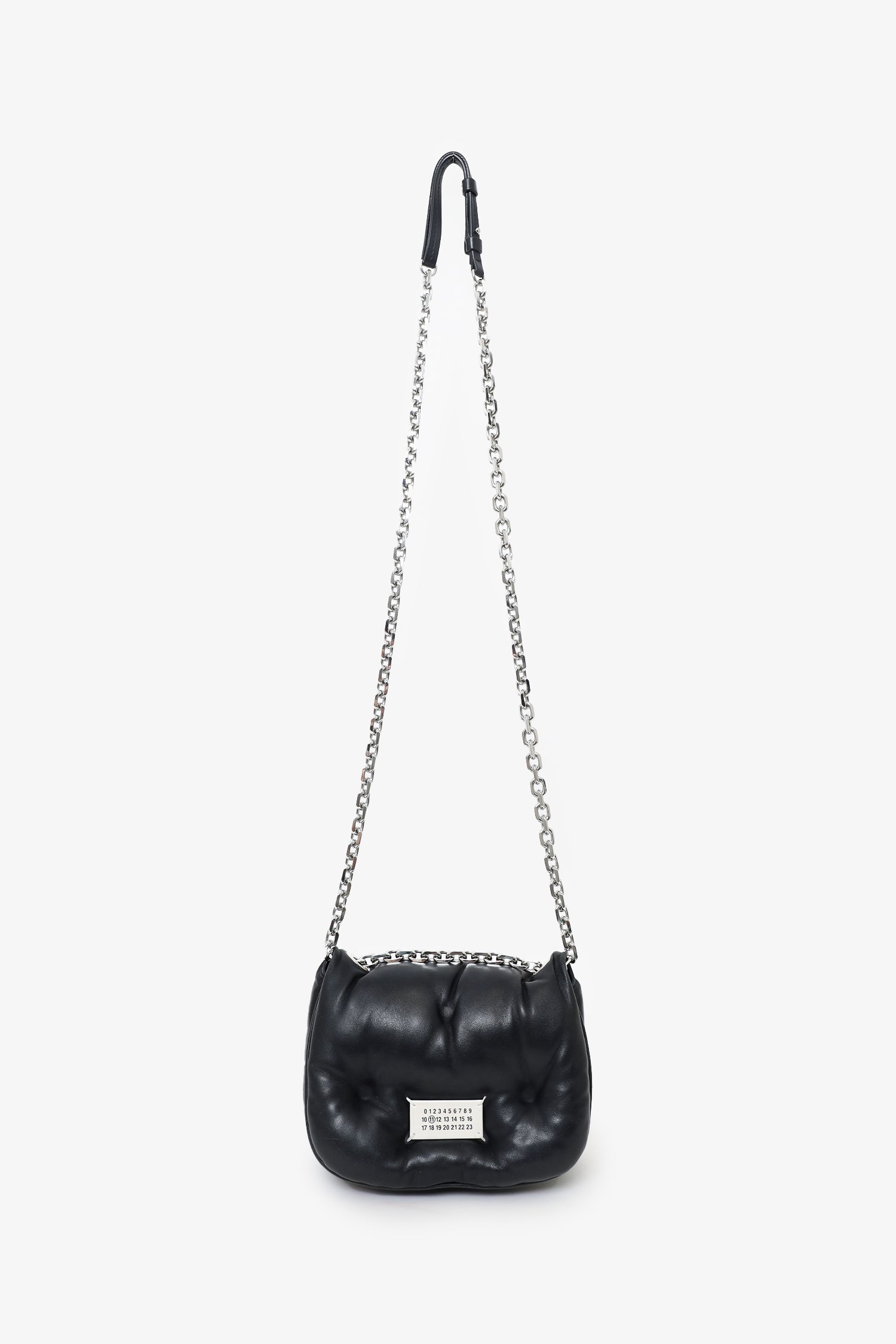 Maison Margiela Black Leather Glam Slam Mini Puffy Flap Bag