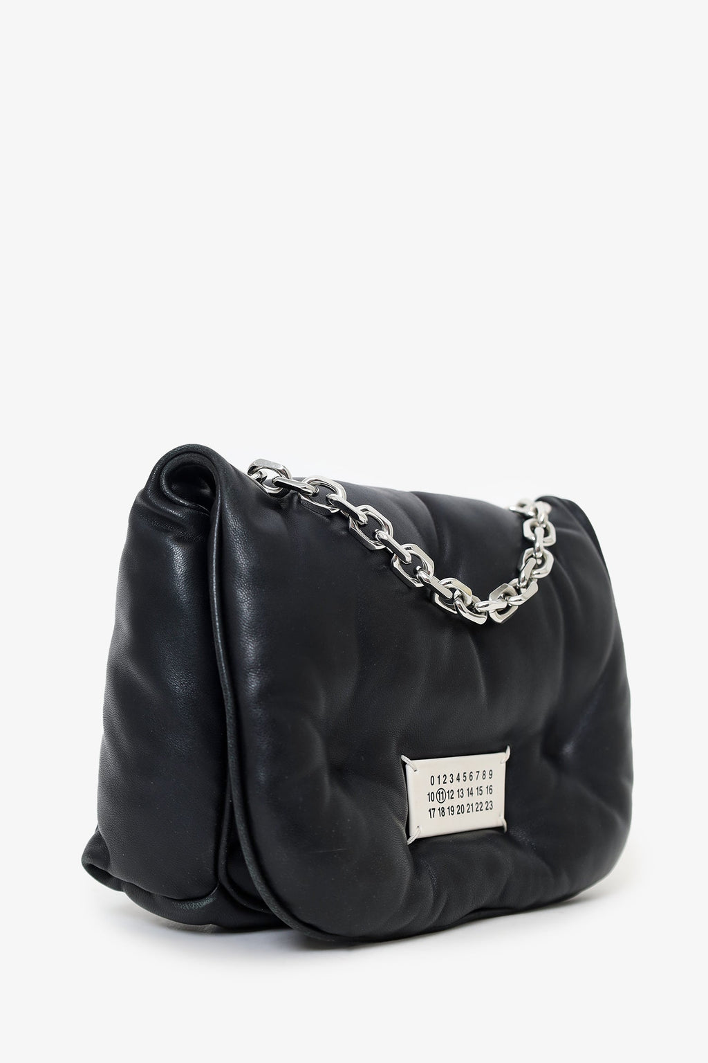 Maison Margiela Black Leather Glam Slam Mini Puffy Flap Bag