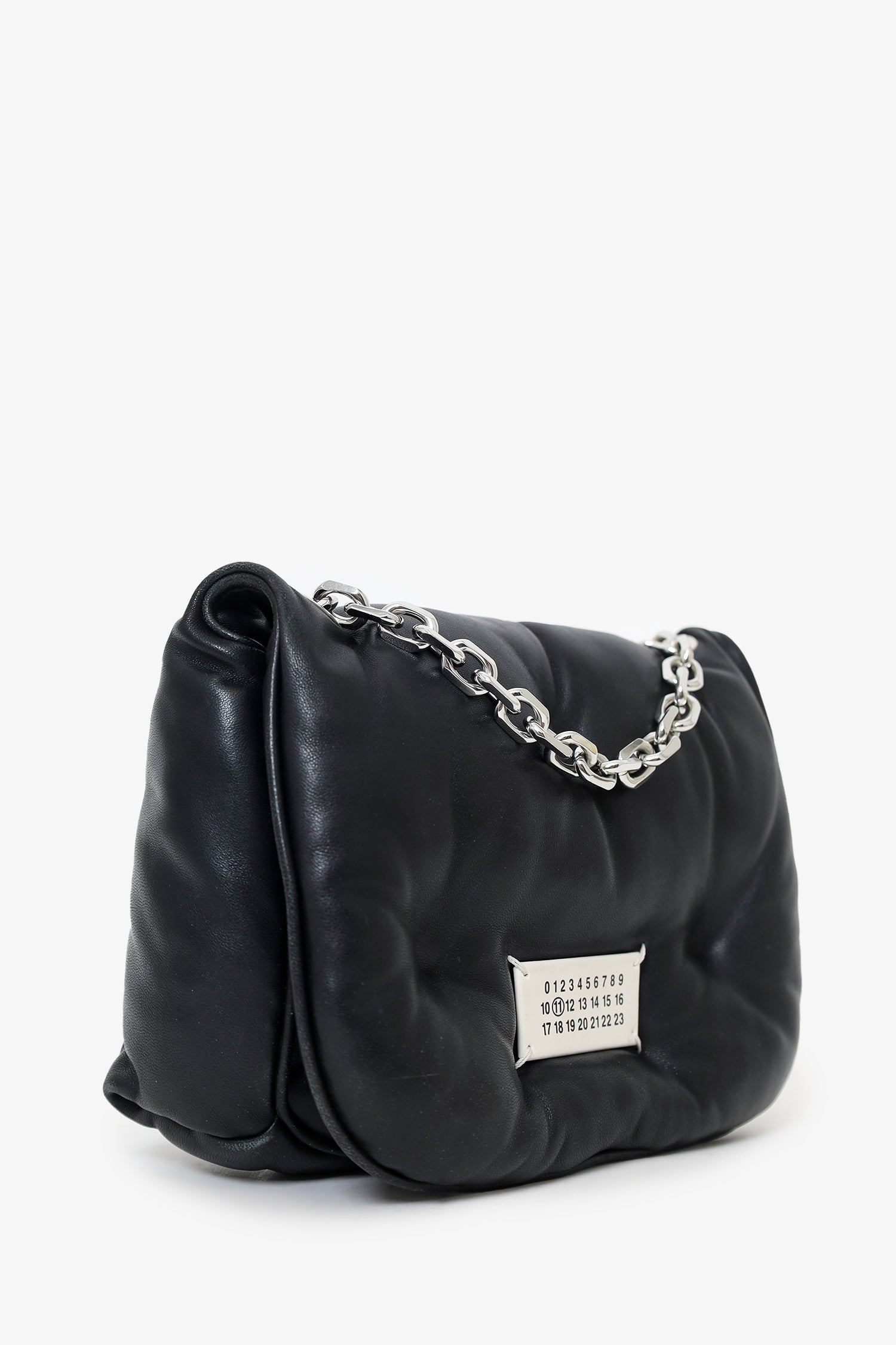 Maison Margiela Black Leather Glam Slam Mini Puffy Flap Bag