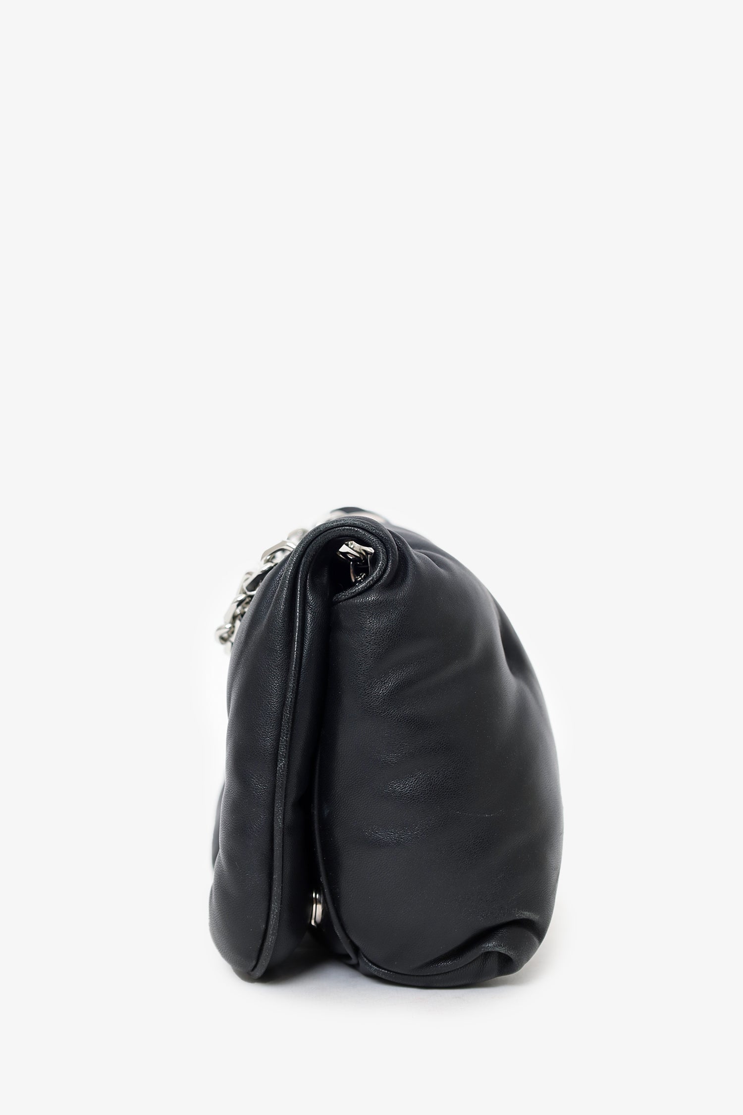 Maison Margiela Black Leather Glam Slam Mini Puffy Flap Bag