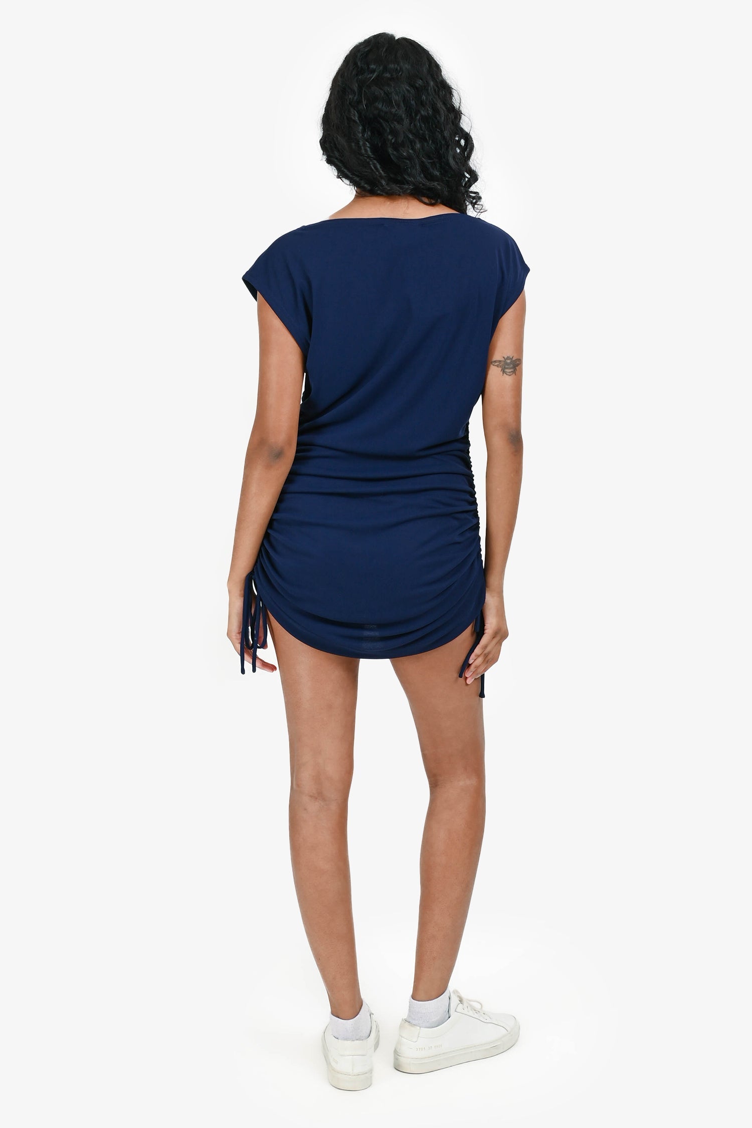 St. John Navy Cinched Hem Mini Dress Size S