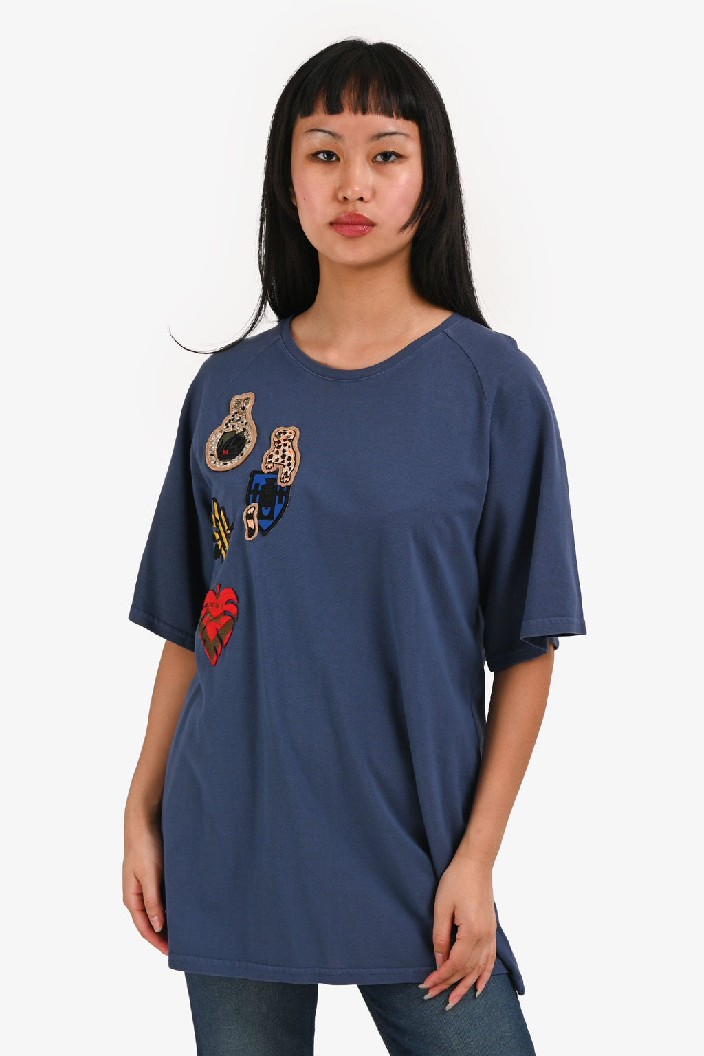 Mr. & Mrs. Blue Cotton Applique T-Shirt Size 42