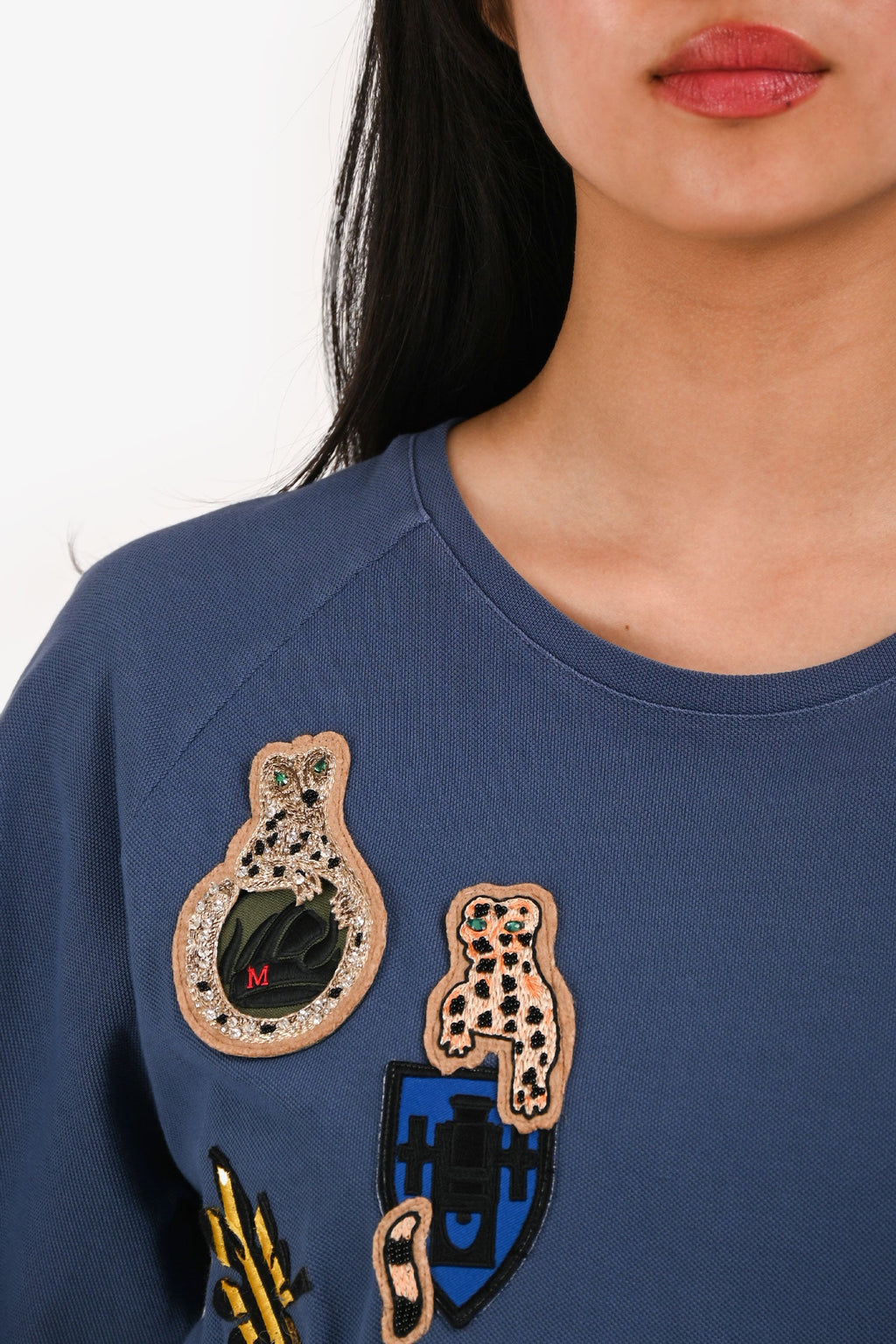 Mr. & Mrs. Blue Cotton Applique T-Shirt Size 42