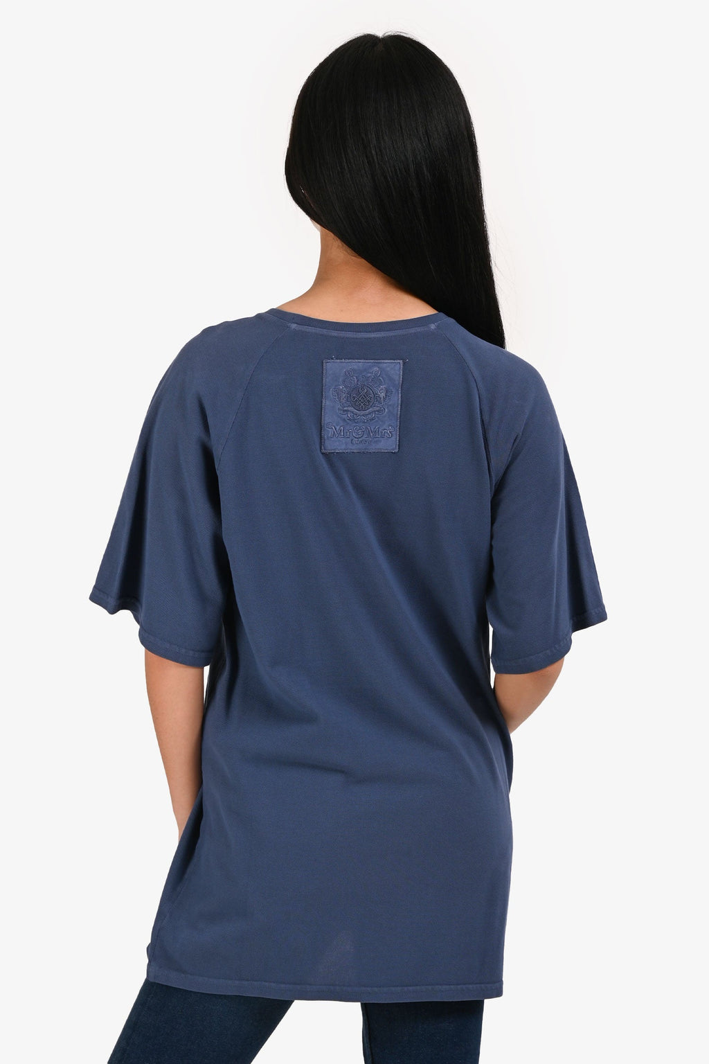 Mr. & Mrs. Blue Cotton Applique T-Shirt Size 42