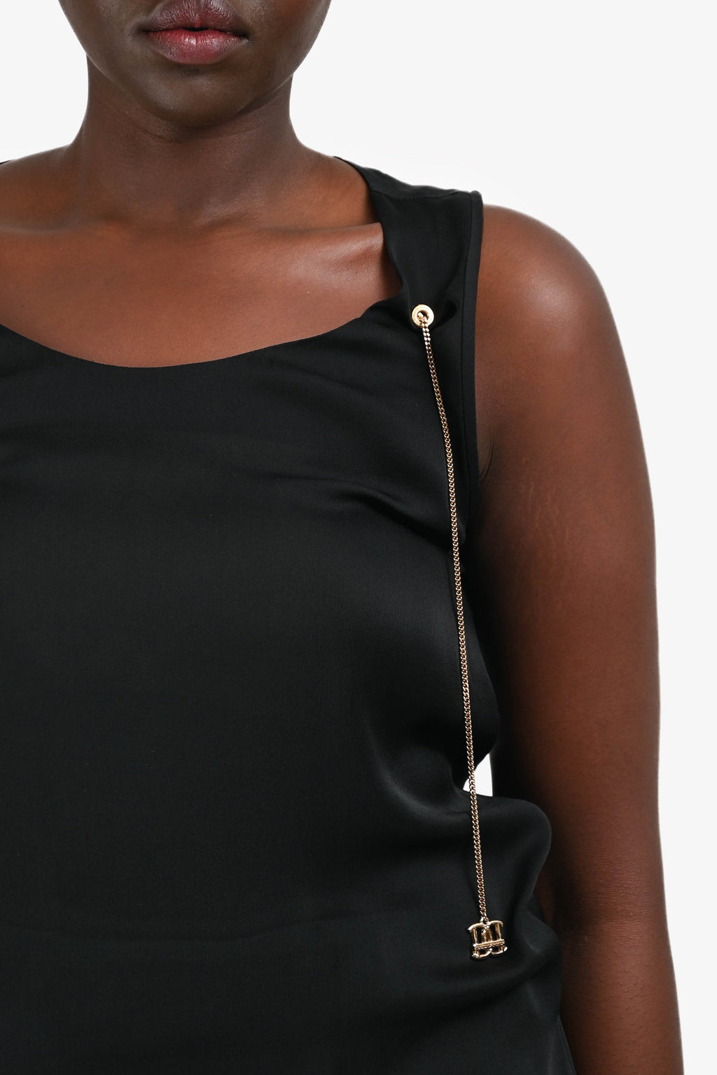 DSquared2 Black Silk Gold Chain Sheer Top Size 44