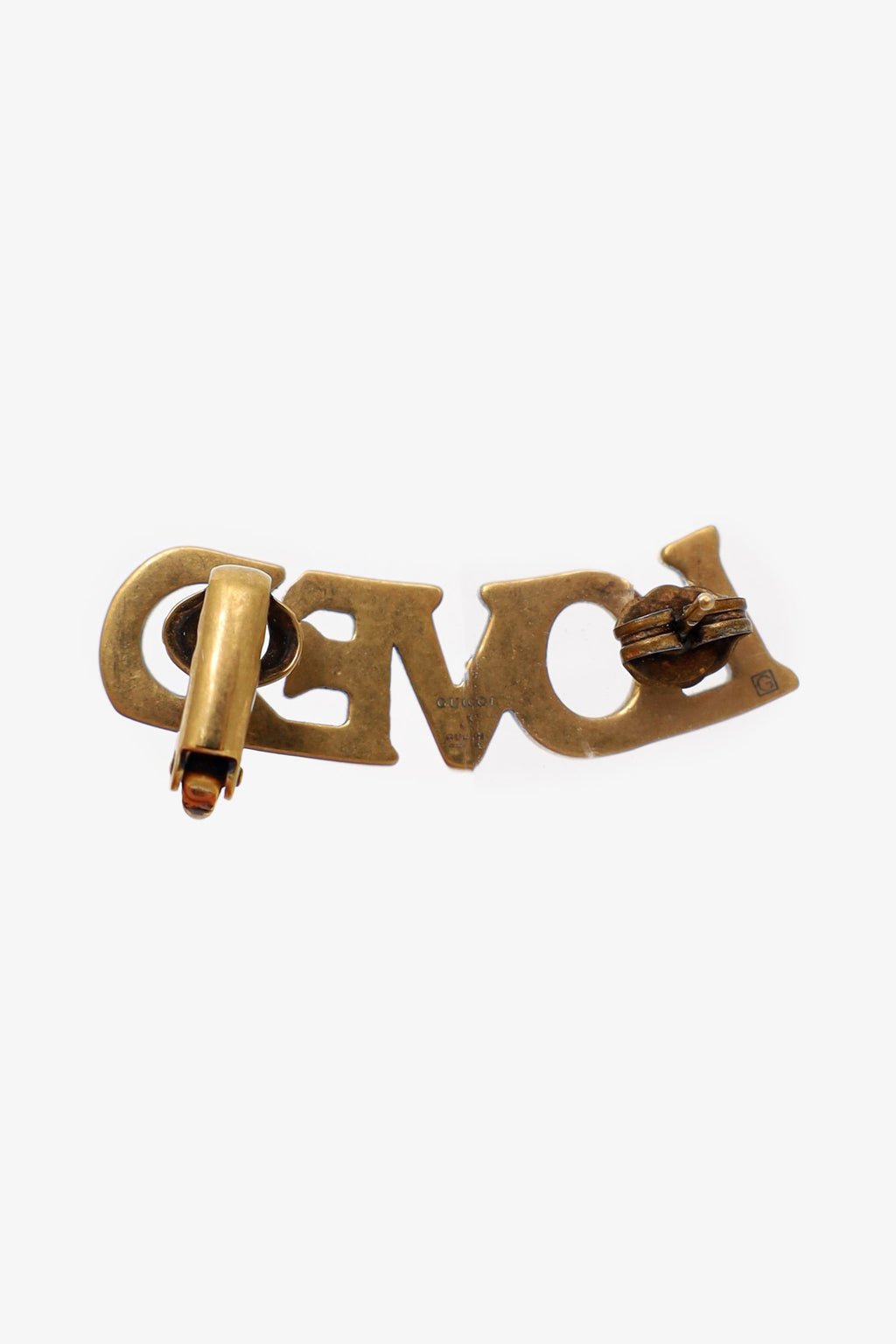 Gucci Gold Tone Faux Pearl 'Loved' Single Ear Cuff