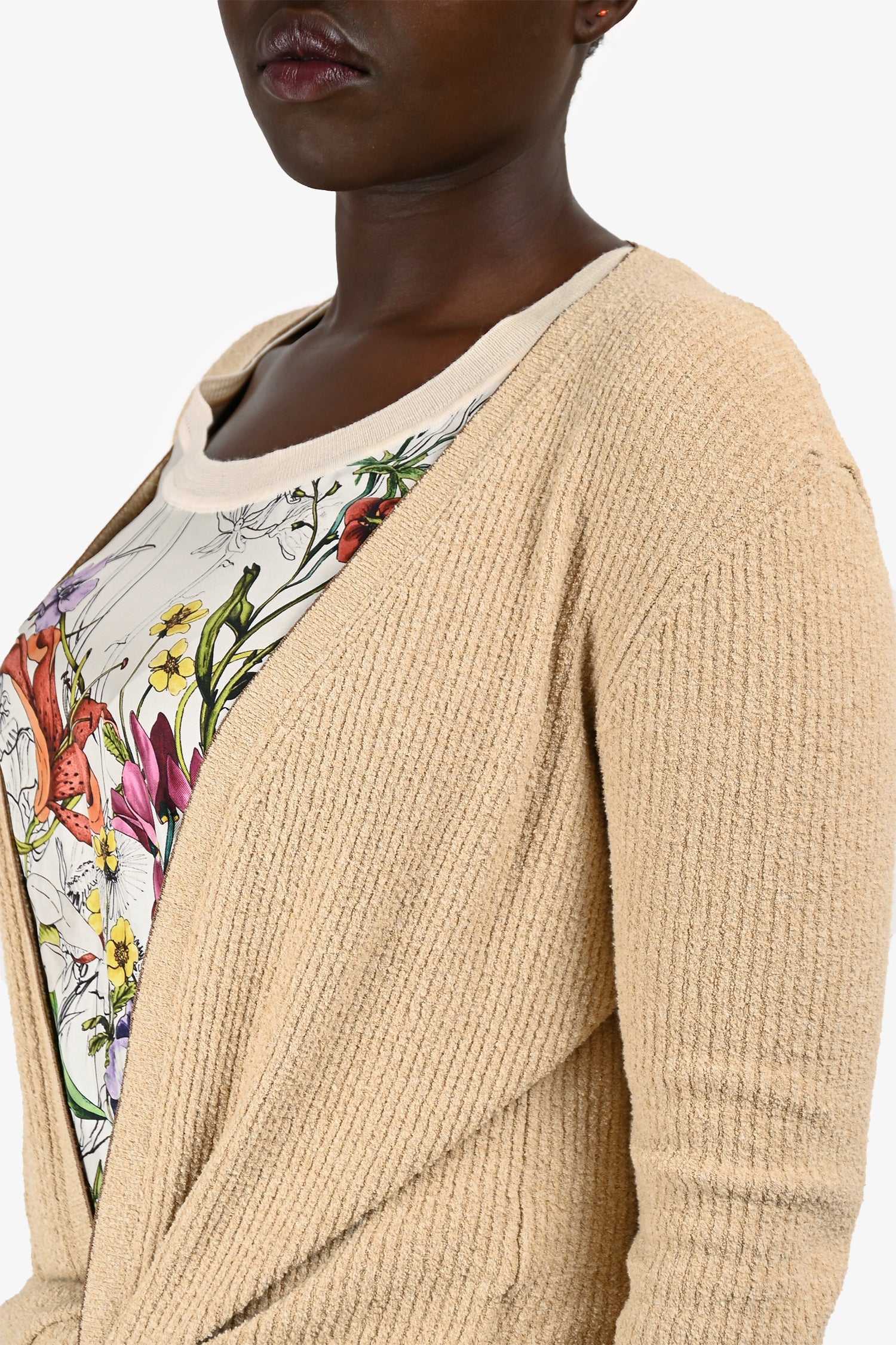 Jacquemus Beige Cotton Blend Knit Open Tied Sweater Size 44