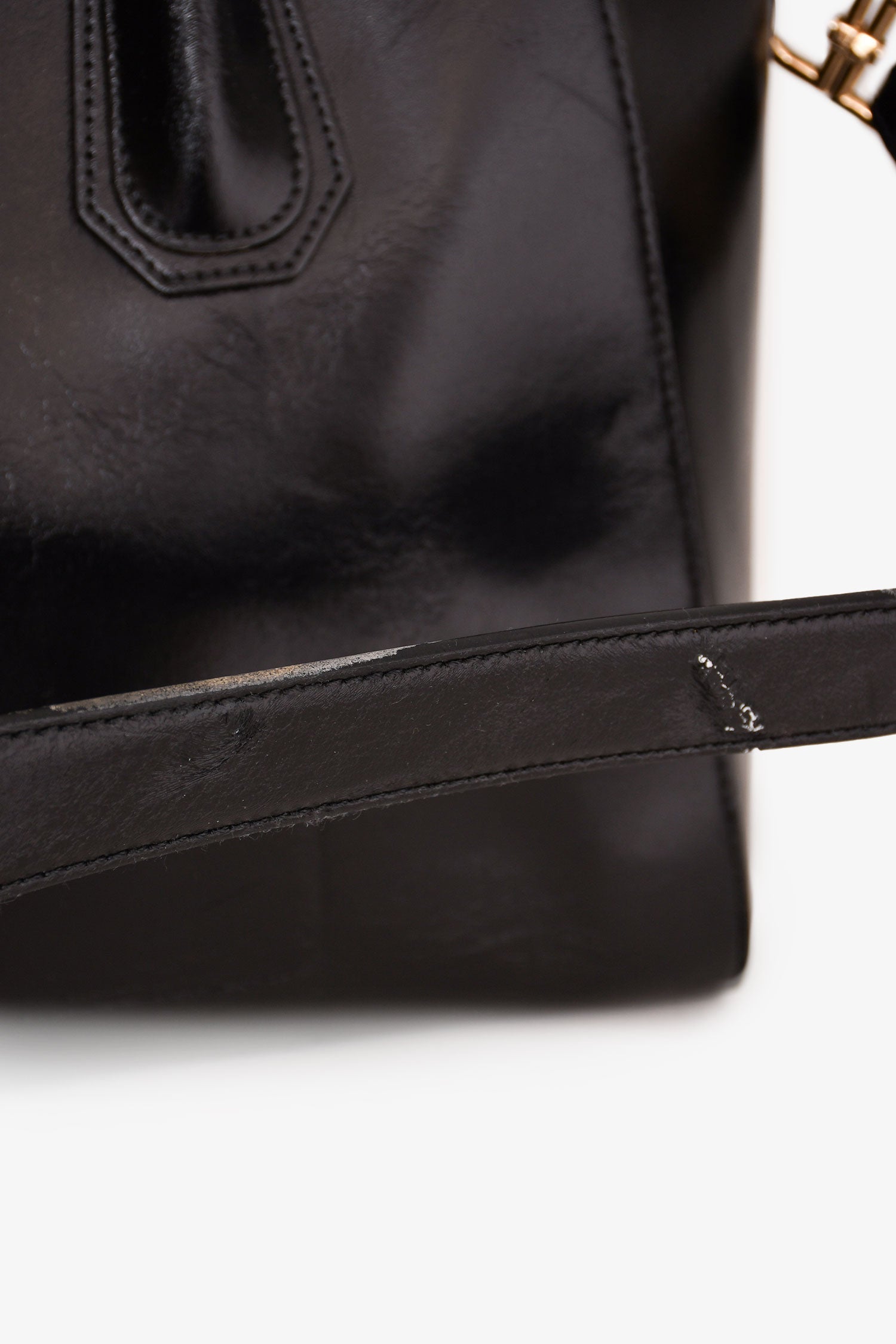 Givenchy Black Aged Leather Anitgona Top Handle with Strap