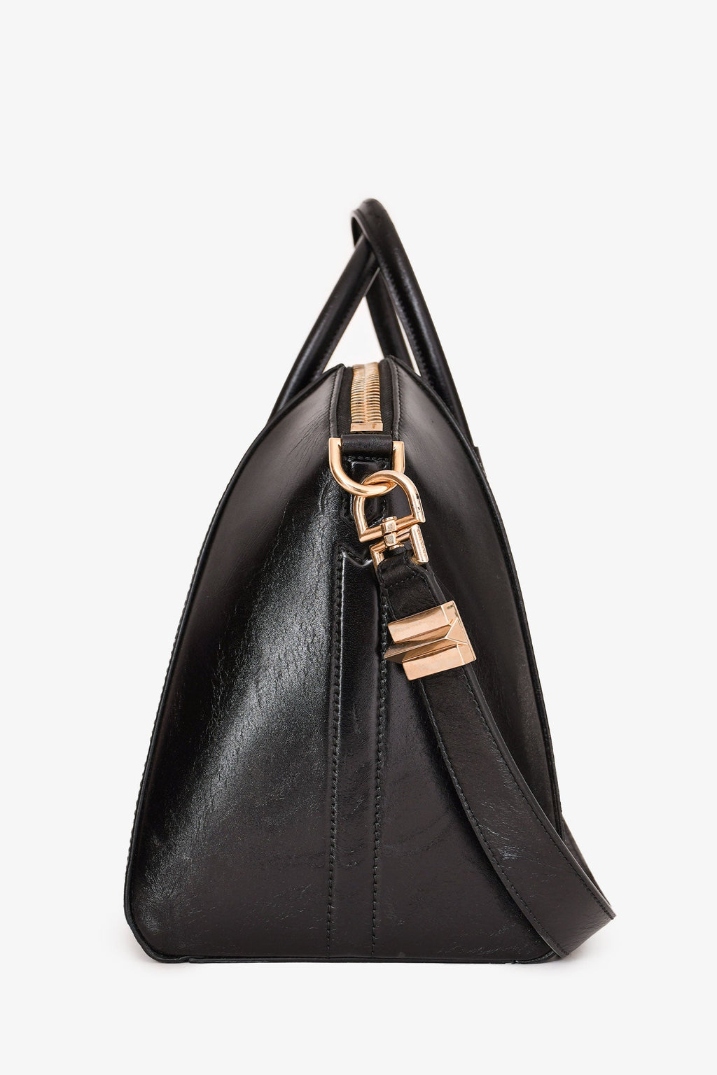 Givenchy Black Aged Leather Anitgona Top Handle with Strap
