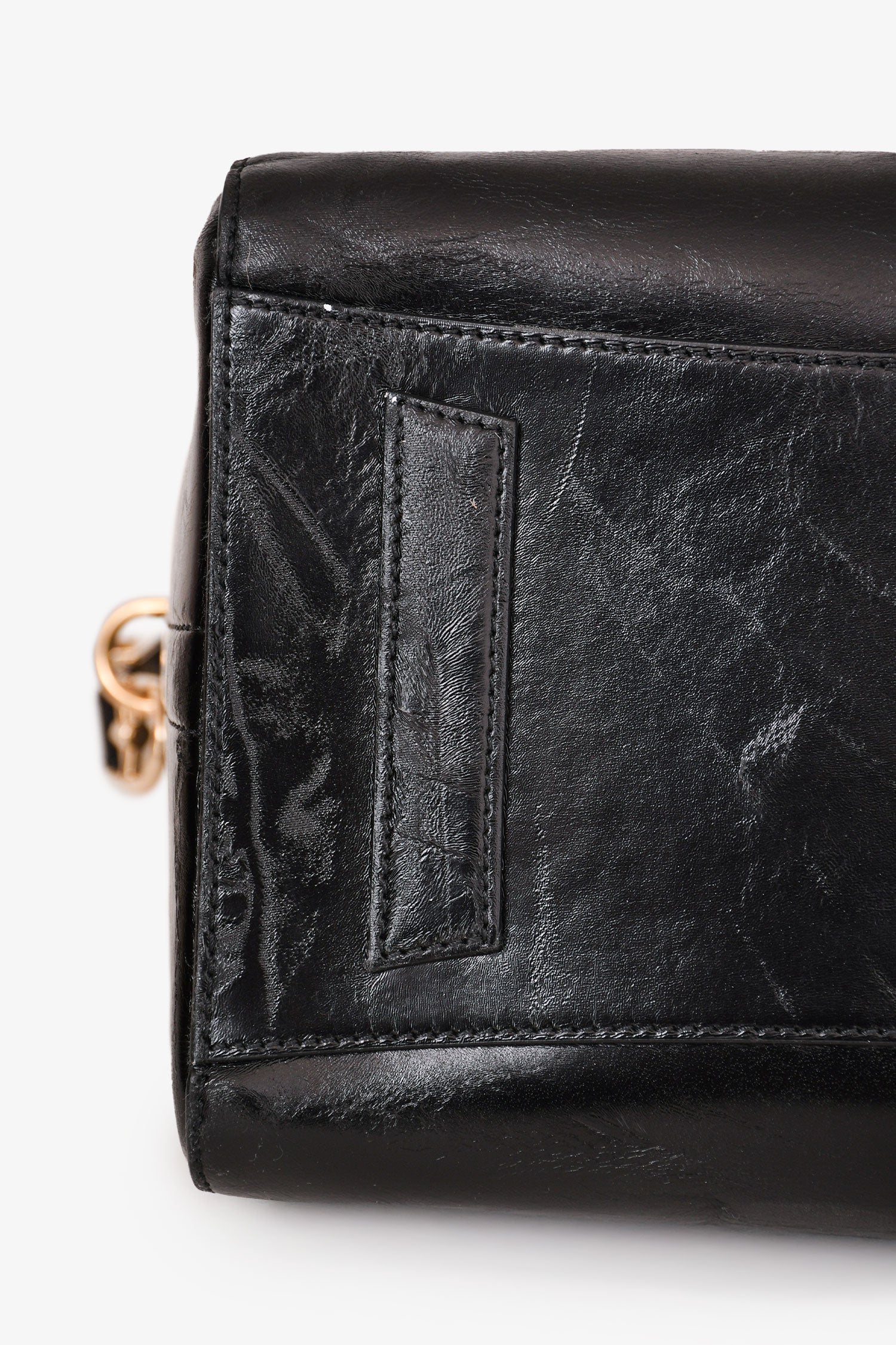 Givenchy Black Aged Leather Anitgona Top Handle with Strap