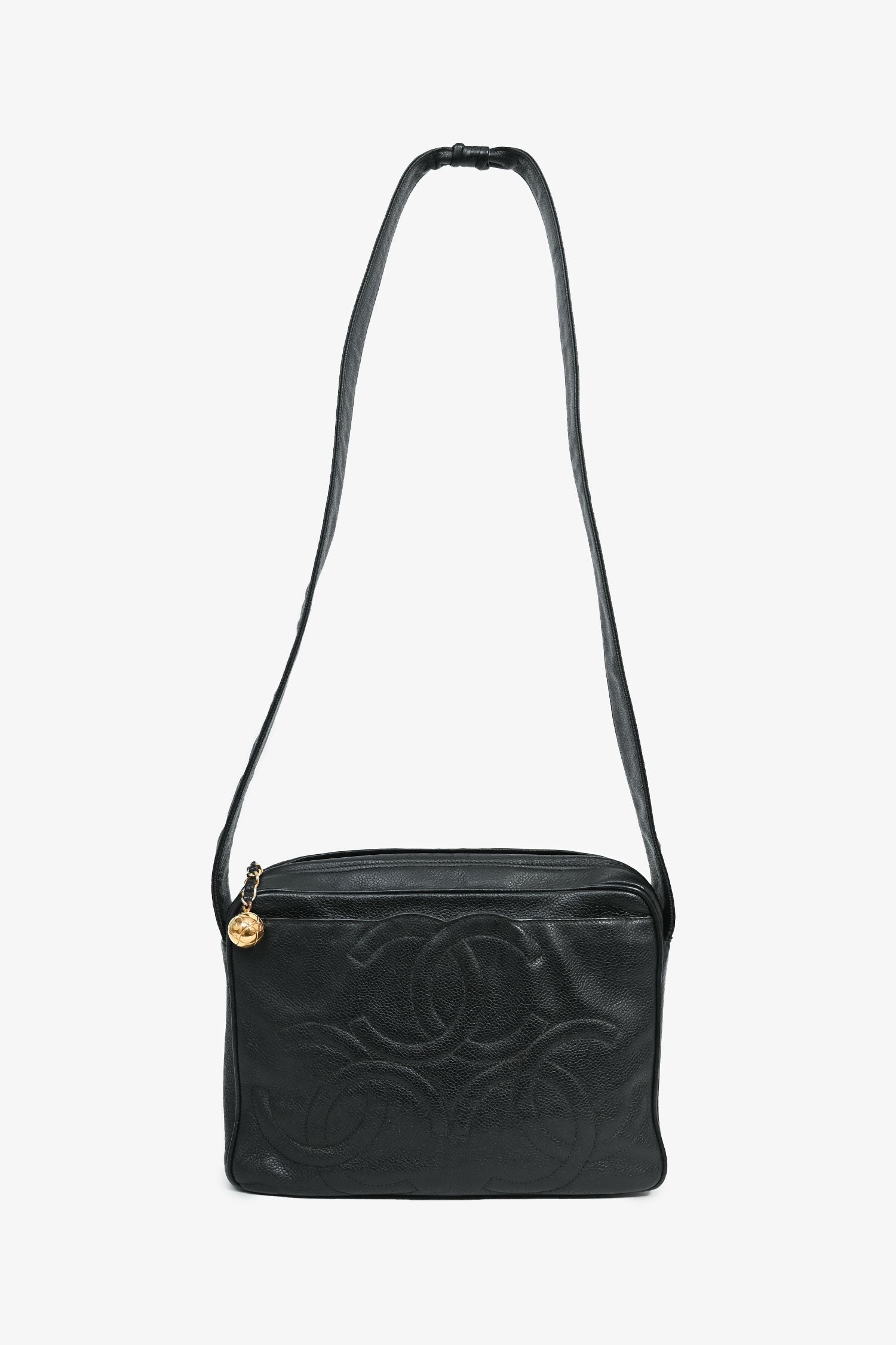 Pre-Loved Chanel™ 1986-1988 Black Caviar Leather Triple CC Logo Crossbody