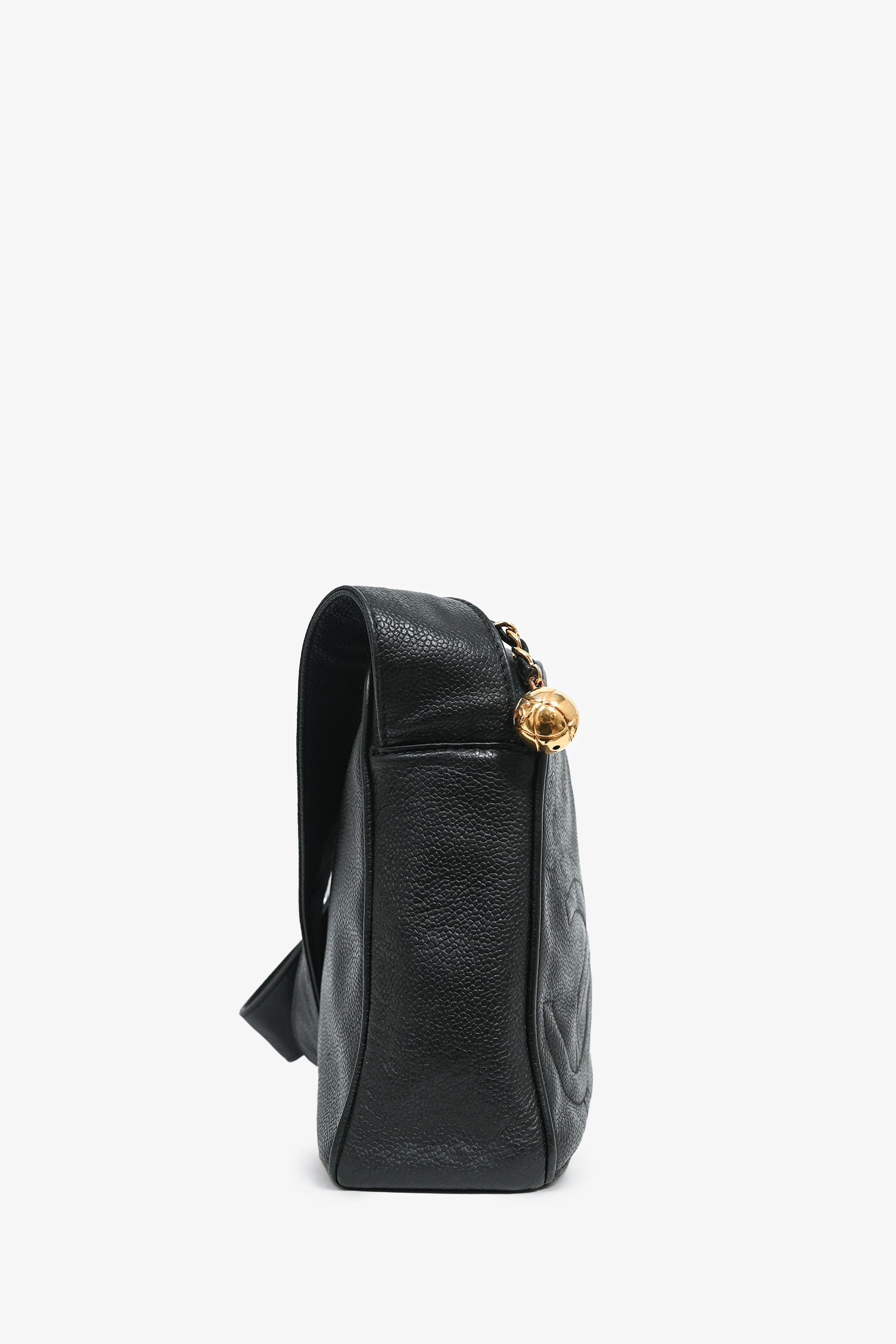 Pre-Loved Chanel™ 1986-1988 Black Caviar Leather Triple CC Logo Crossbody