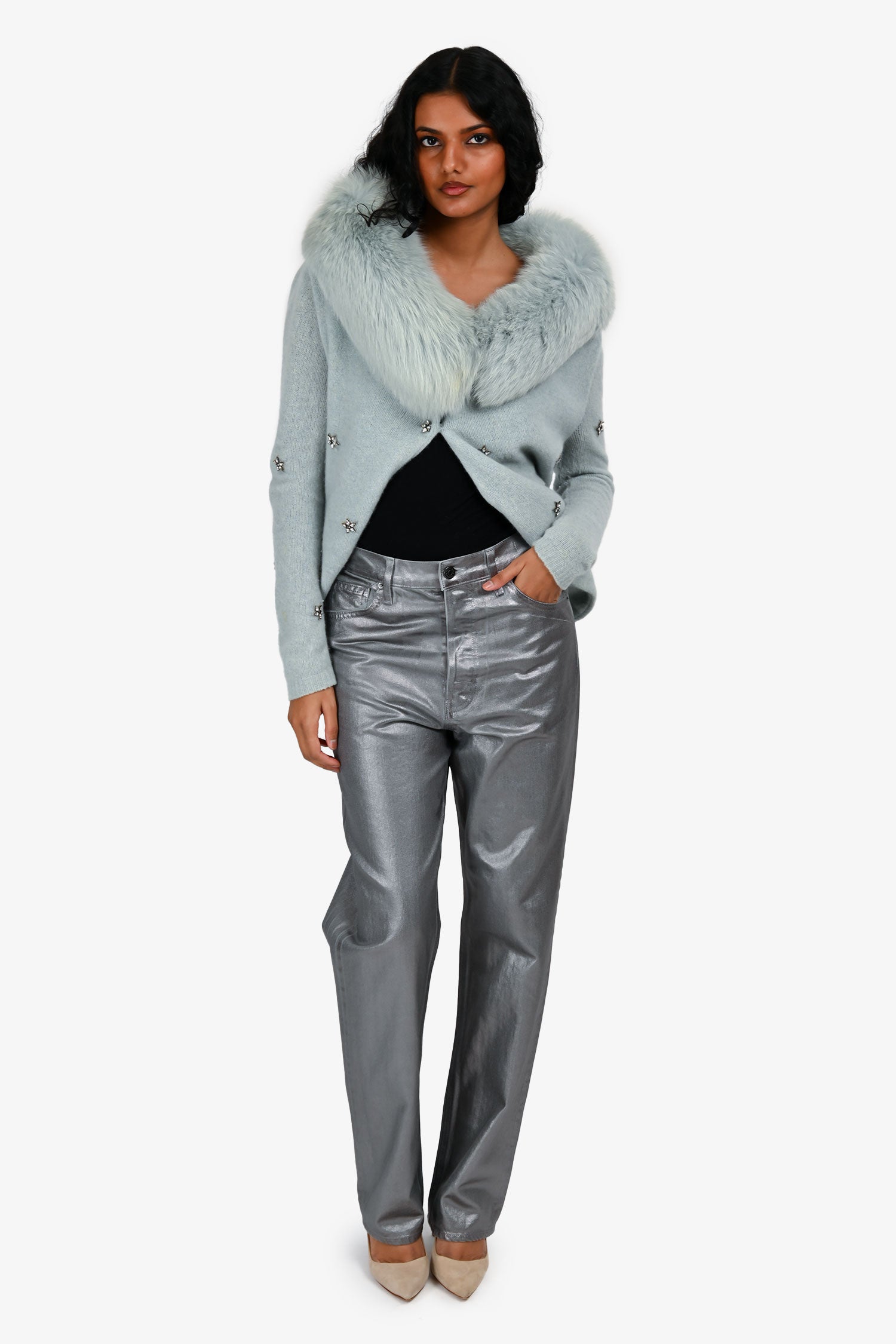 Veronica Beard Silver Coated 'Daniela' Jeans Size 28