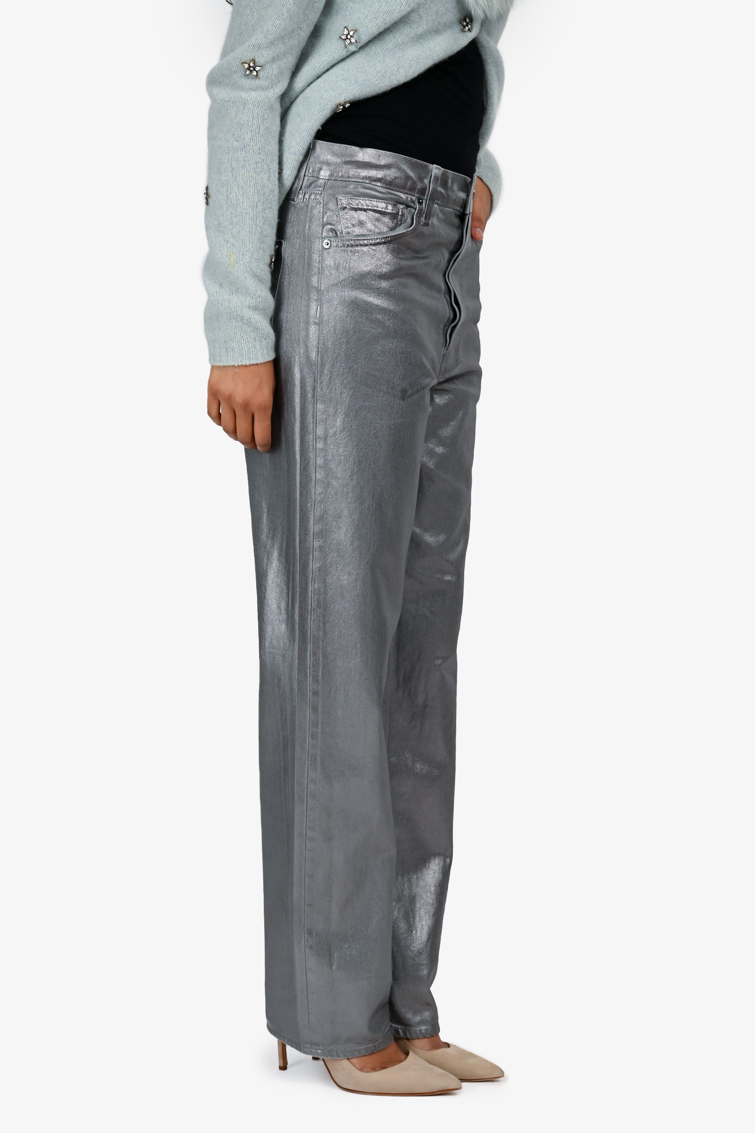 Veronica Beard Silver Coated 'Daniela' Jeans Size 28