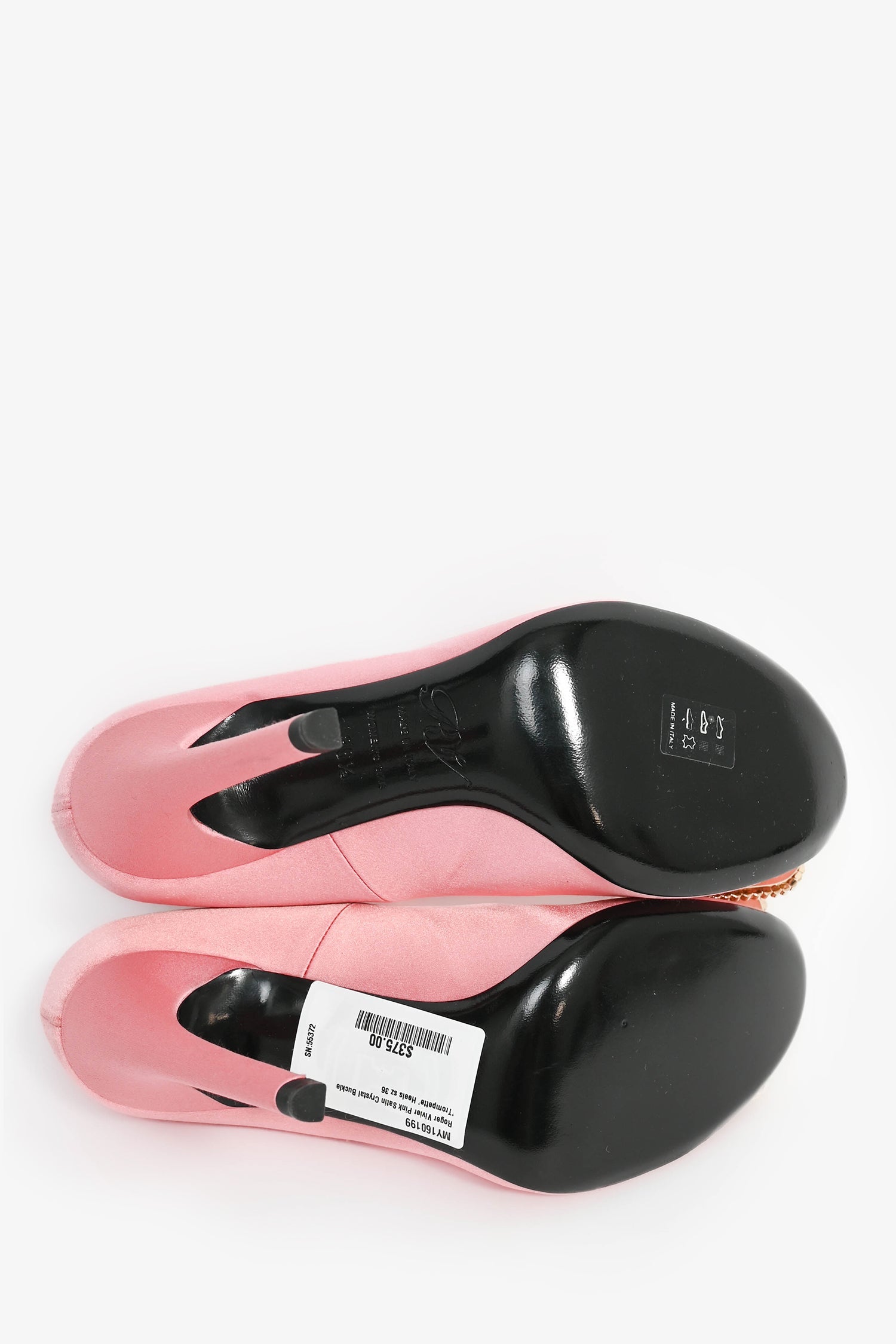 Roger Vivier Pink Satin Crystal Buckle 'Trompette' Heels Size 36