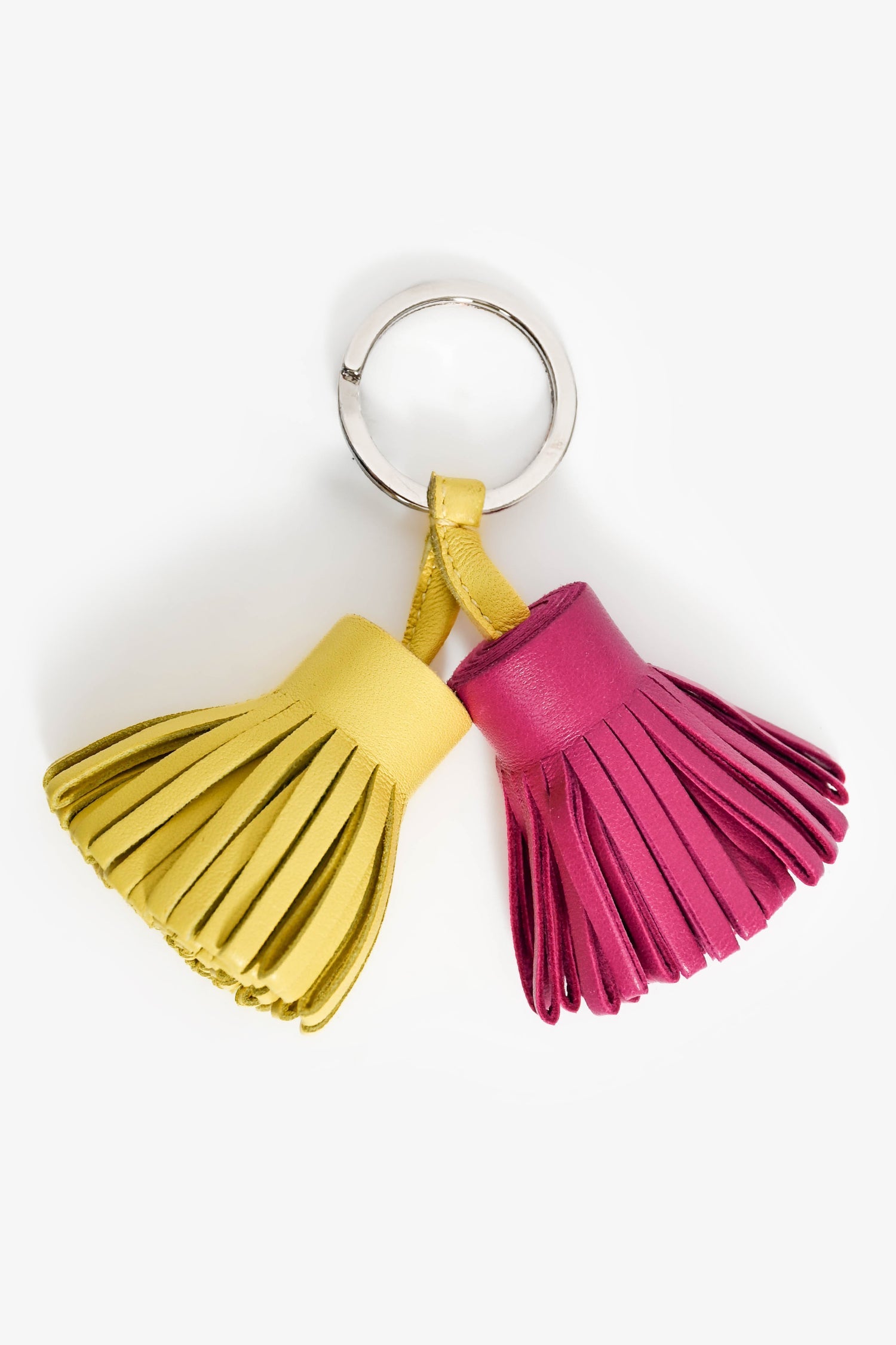 Hermès Purple/Lime Green Lambskin Leather Bicolour Carmen Uno-Dos Key Ring