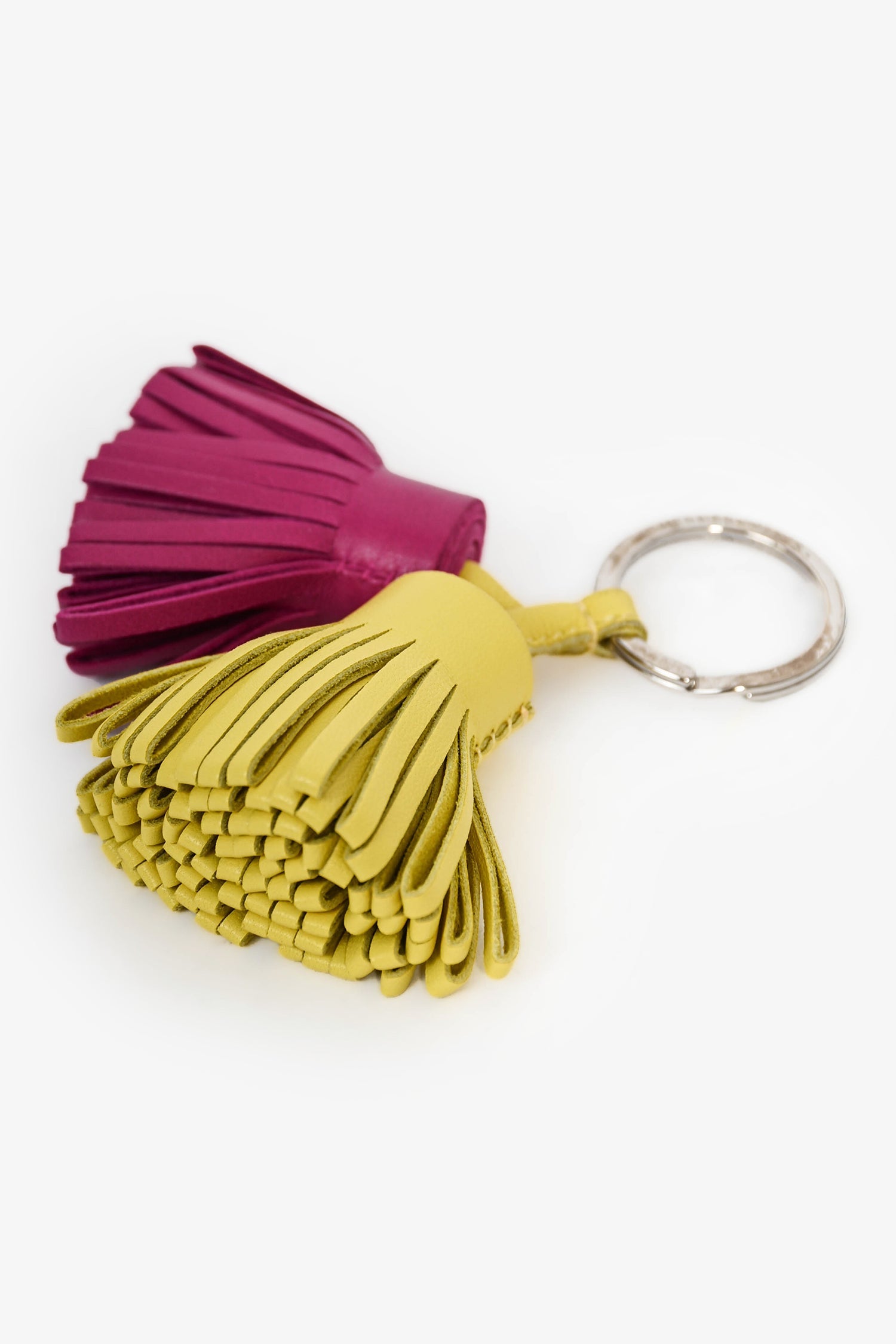 Hermès Purple/Lime Green Lambskin Leather Bicolour Carmen Uno-Dos Key Ring
