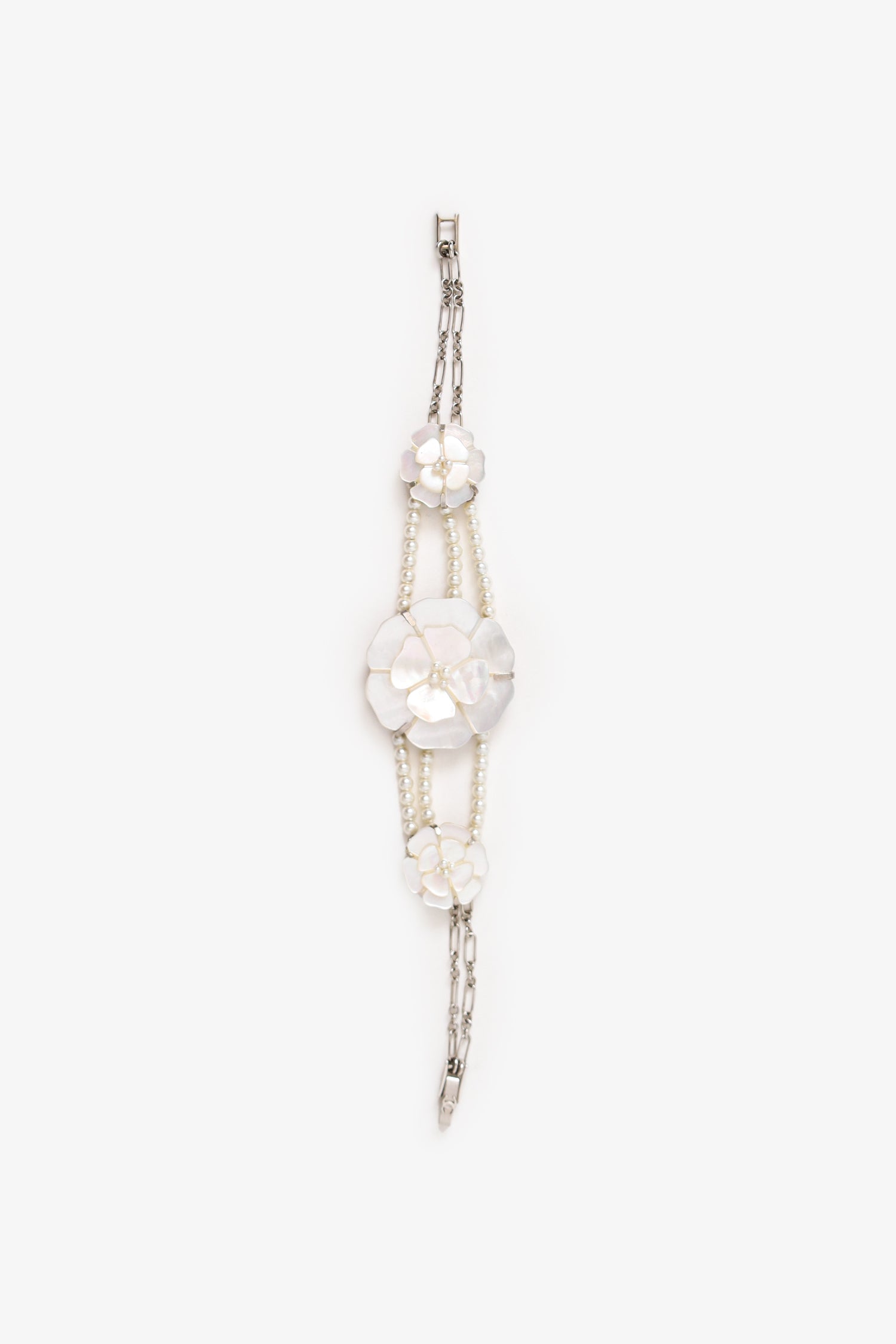 Pre-Loved Chanel™ Mother-of-Pearl Camellia Flower Bracelet
