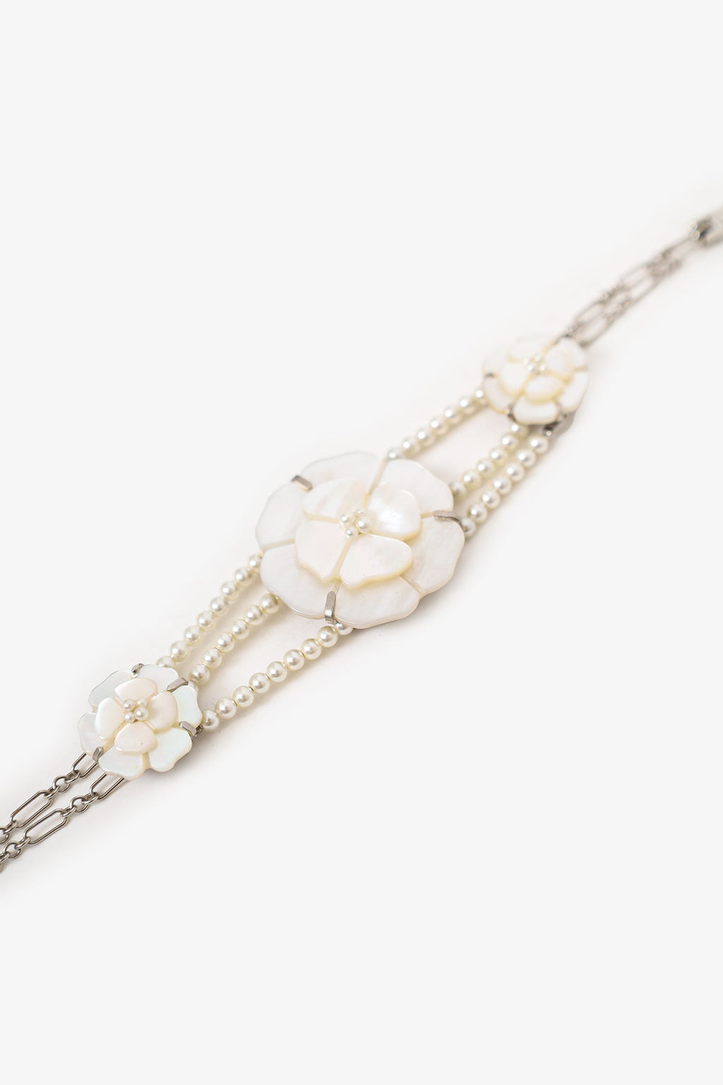 Pre-Loved Chanel™ Mother-of-Pearl Camellia Flower Bracelet