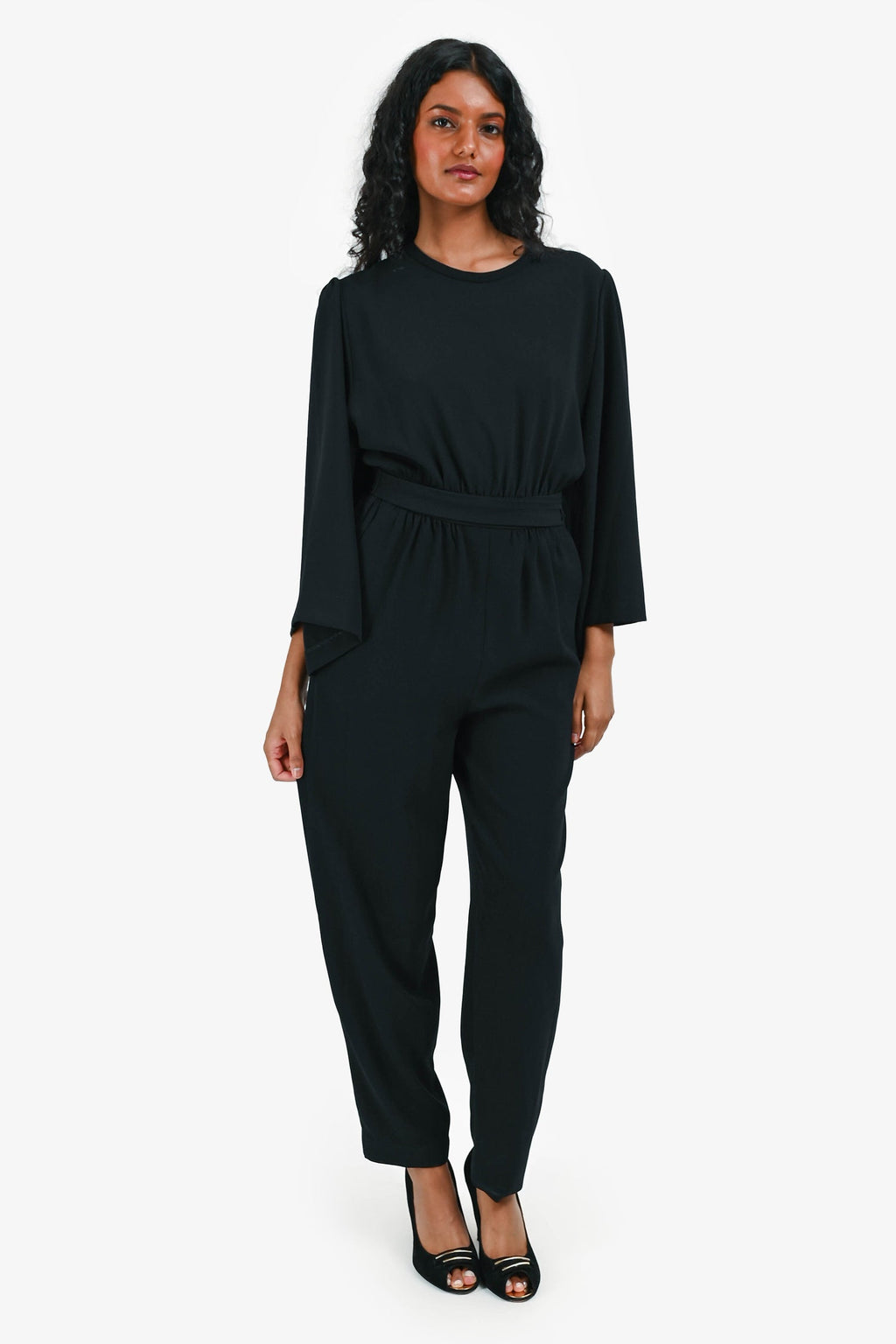 Iro Black Belted Long Sleeve Romper Size 36