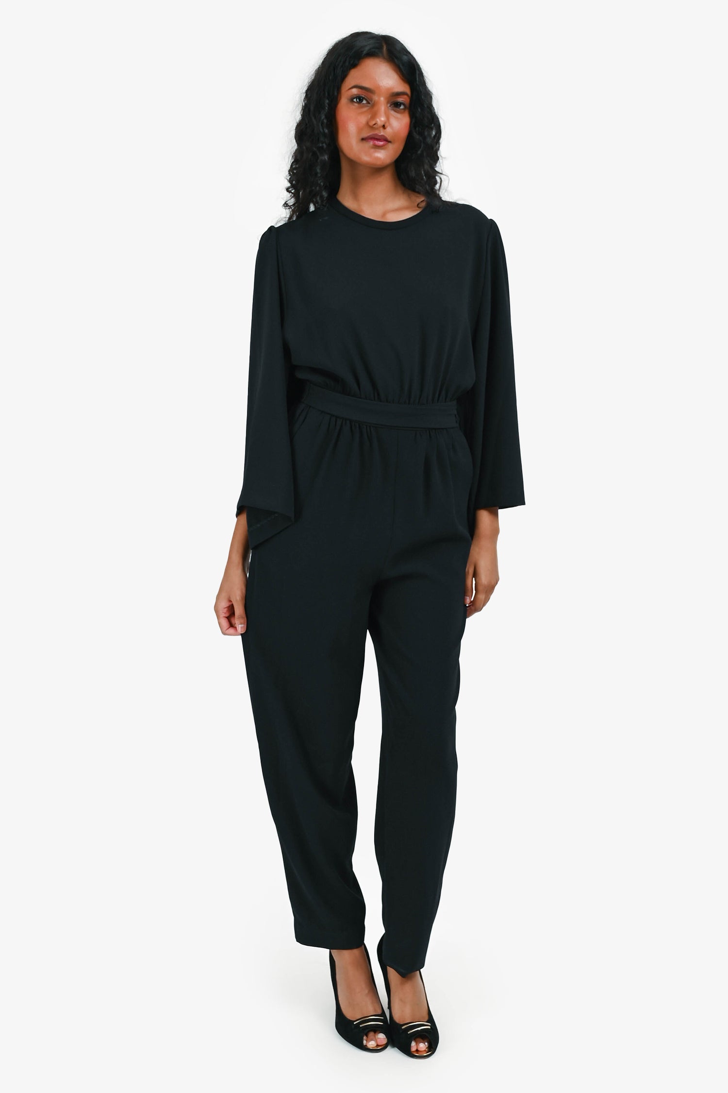 Iro Black Belted Long Sleeve Romper Size 36