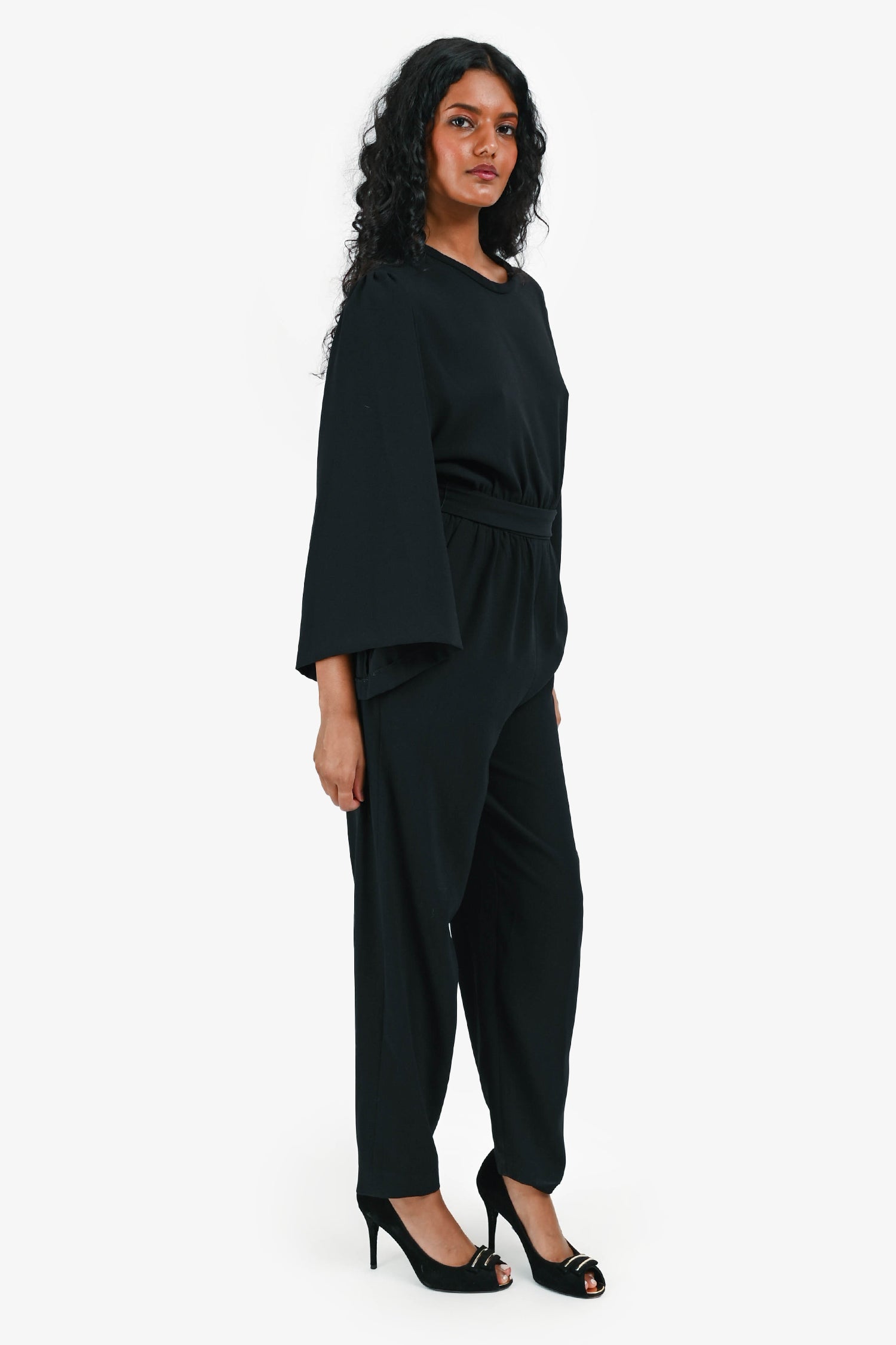 Iro Black Belted Long Sleeve Romper Size 36